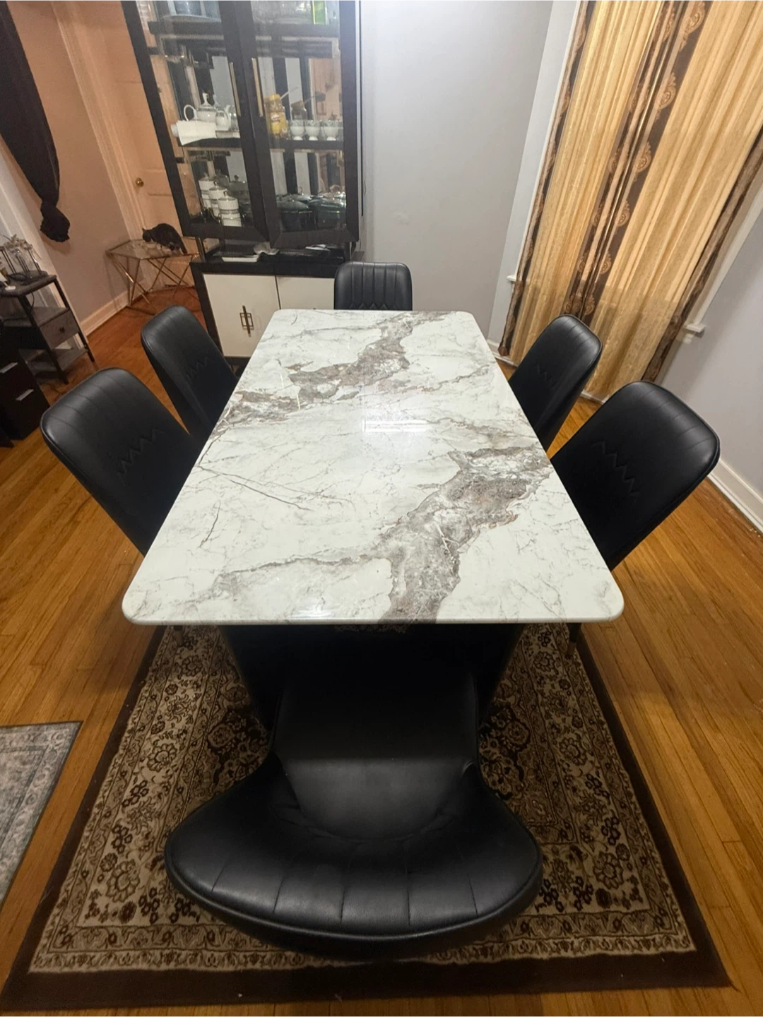 Dining Table Set with 6 Black Chairs - photo 2