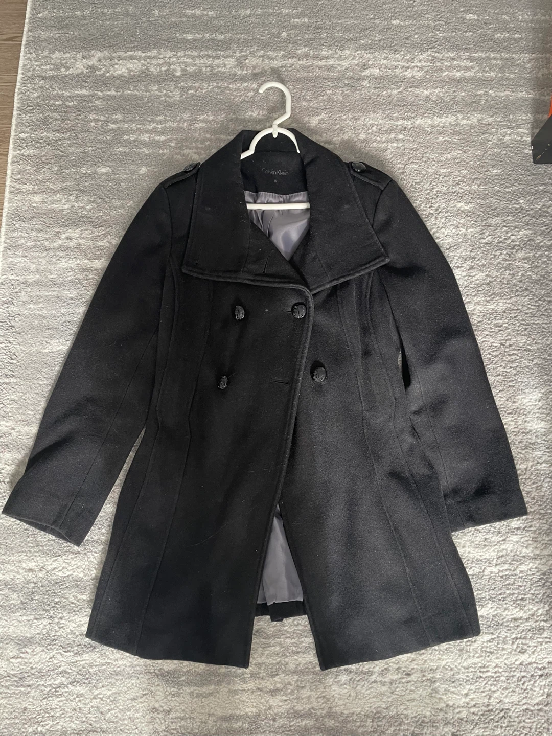 Calvin Klein Black Wool Blend Coat