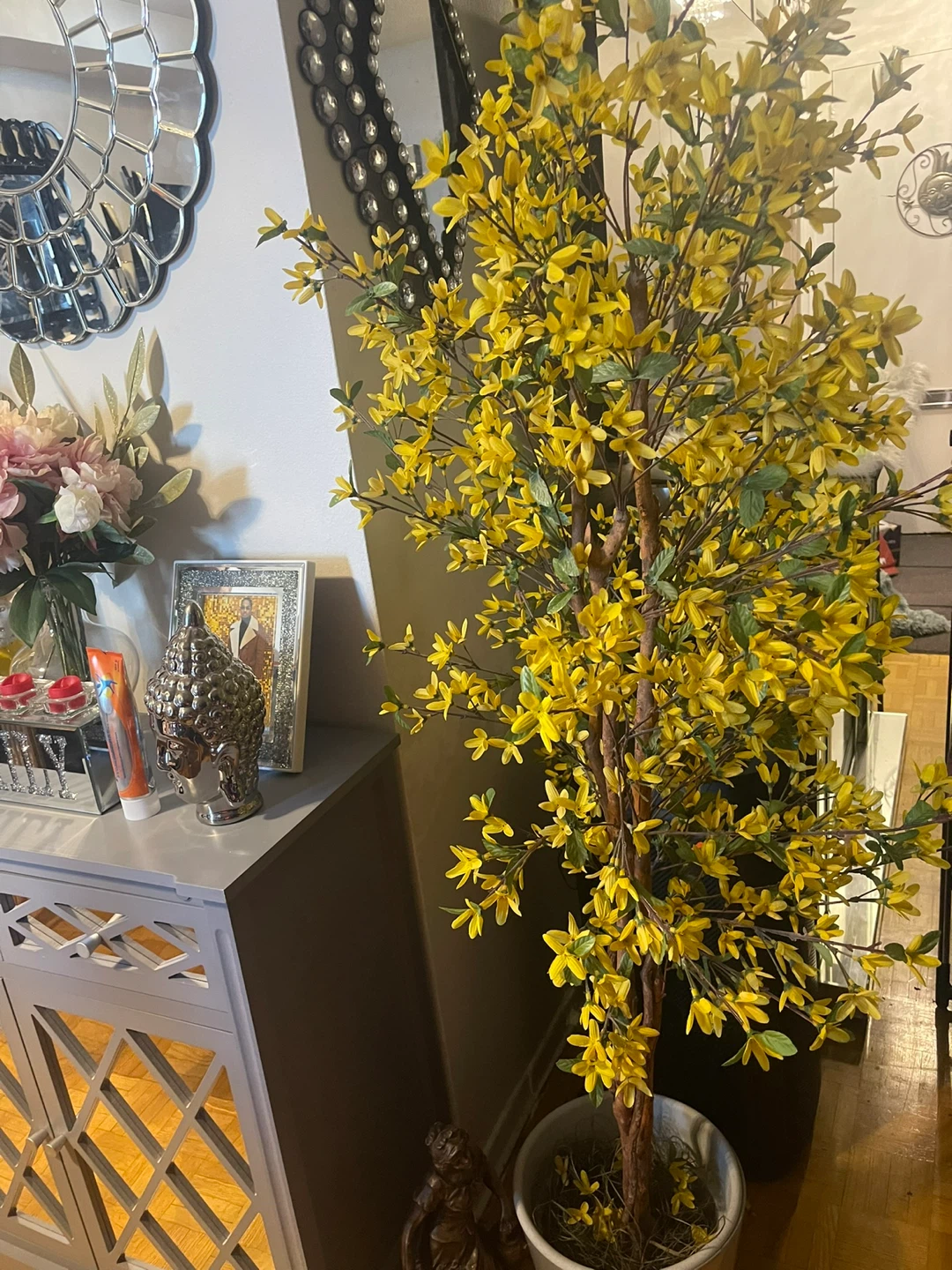 Artificial Yellow Forsythia Tree - photo 2