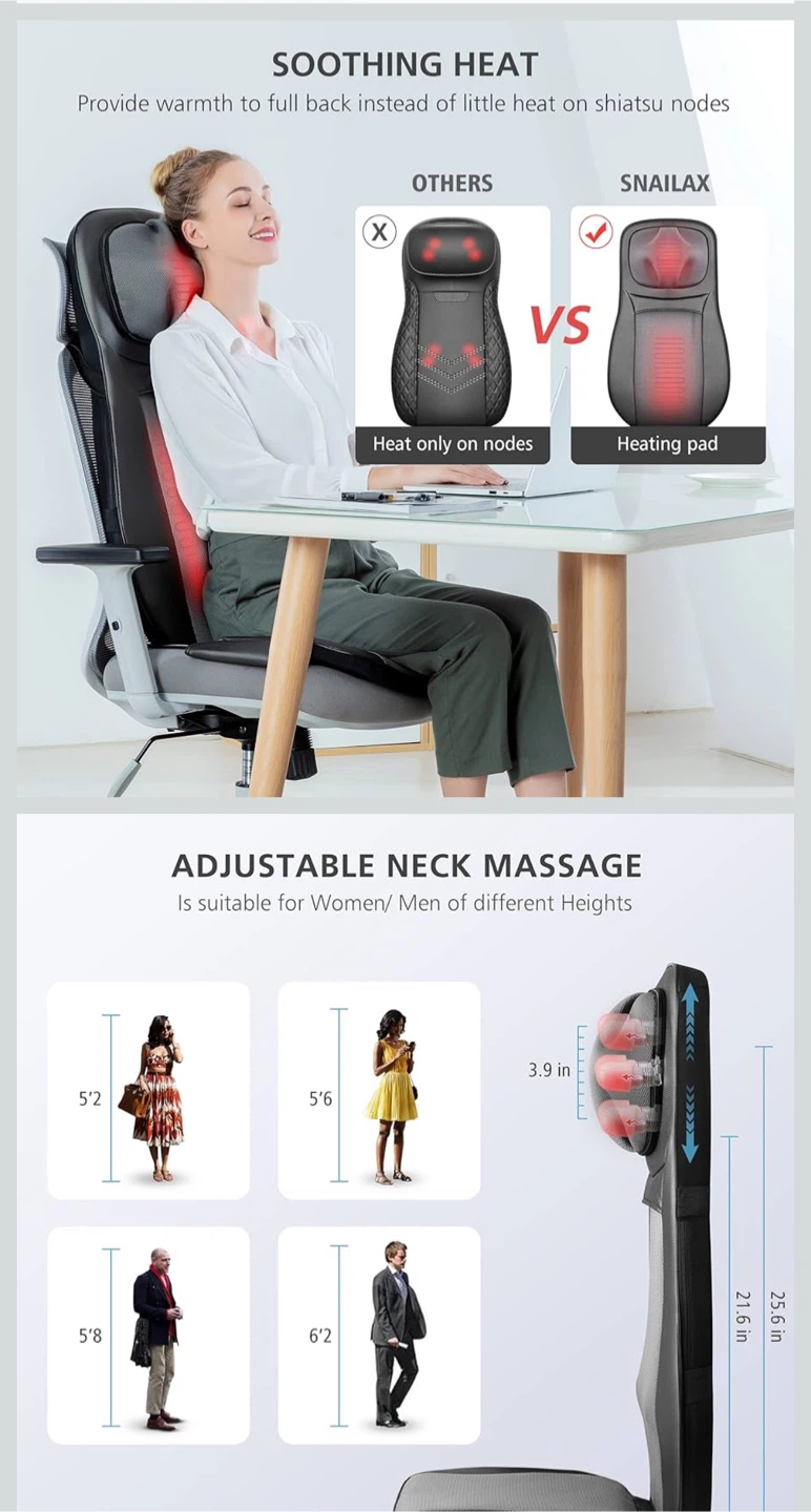 SNAILAX Shiatsu Massage Seat Cushion - photo 4