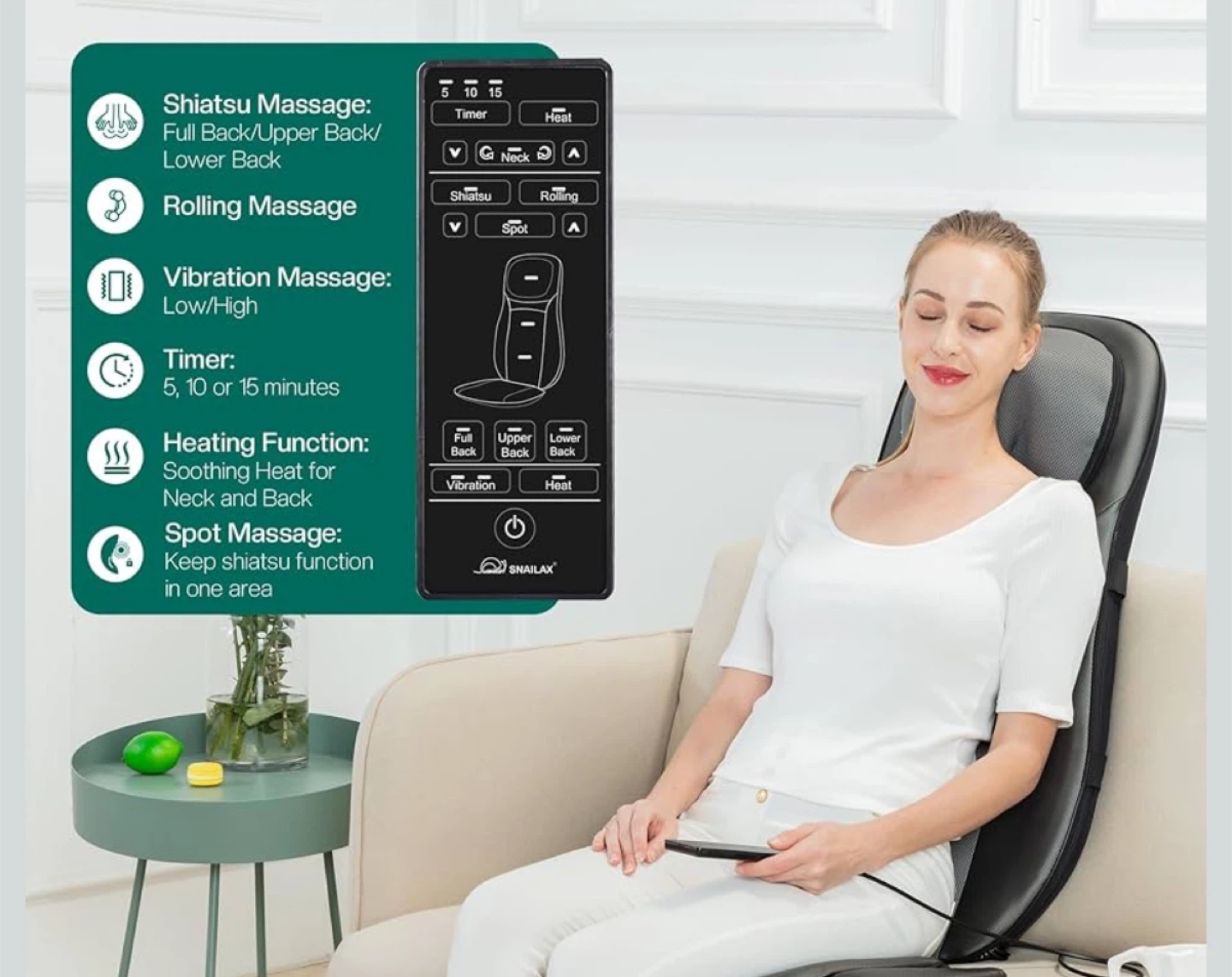 SNAILAX Shiatsu Massage Seat Cushion - photo 5