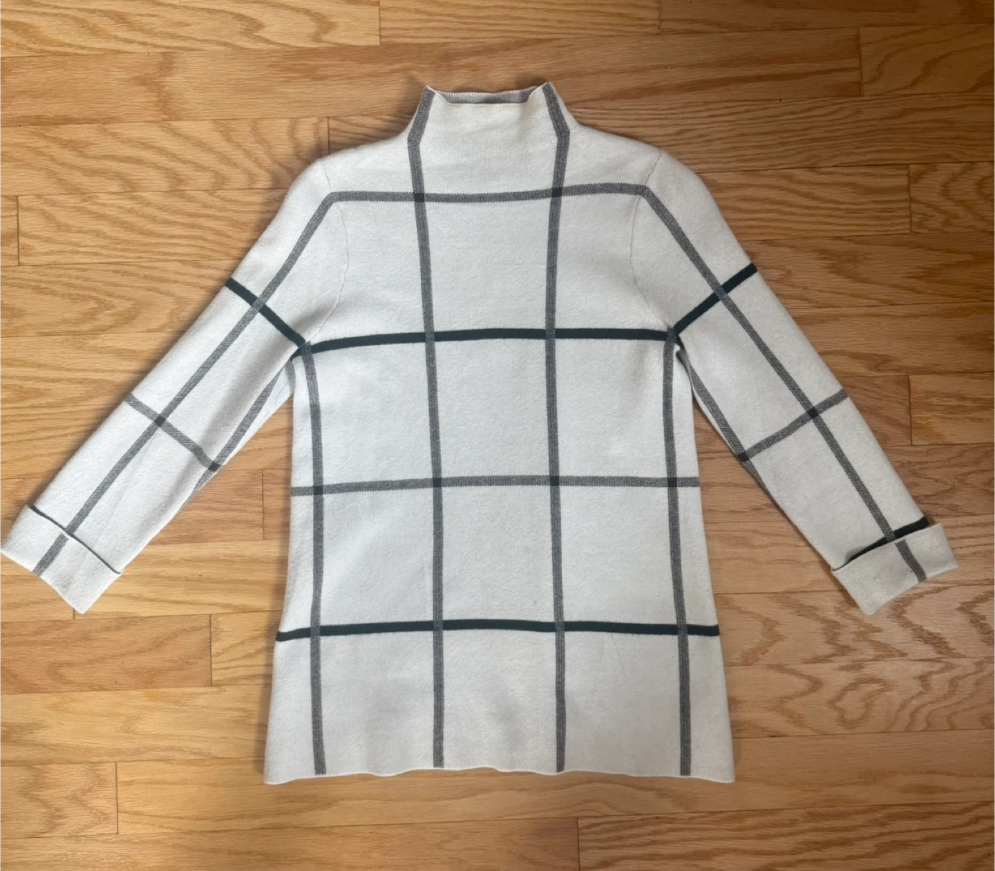 Tahari Women's Grid Knit Mock Neck Sweater Size S