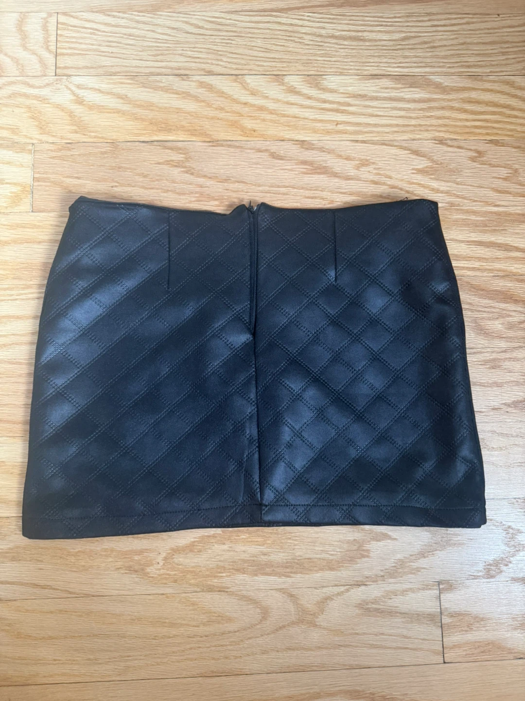 Black Quilted Faux Leather Mini Skirt - photo 2