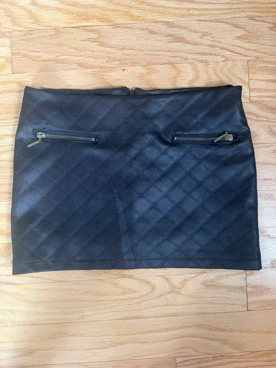 Black Quilted Faux Leather Mini Skirt