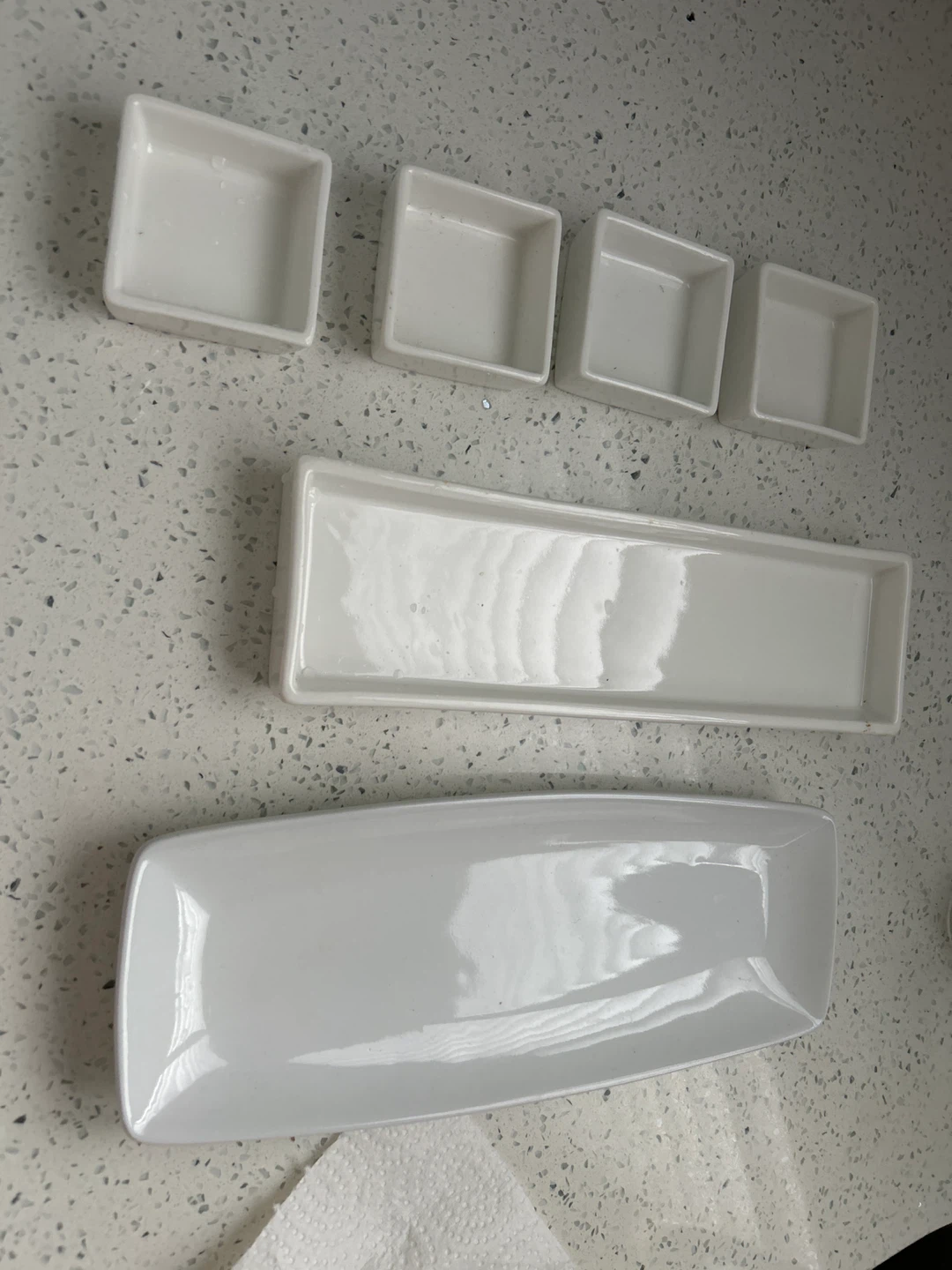 White Ceramic Serving Platter with 4 Small Dish Set - photo 2