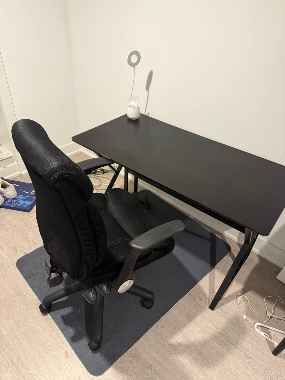 Black Office Chair and Desk Set