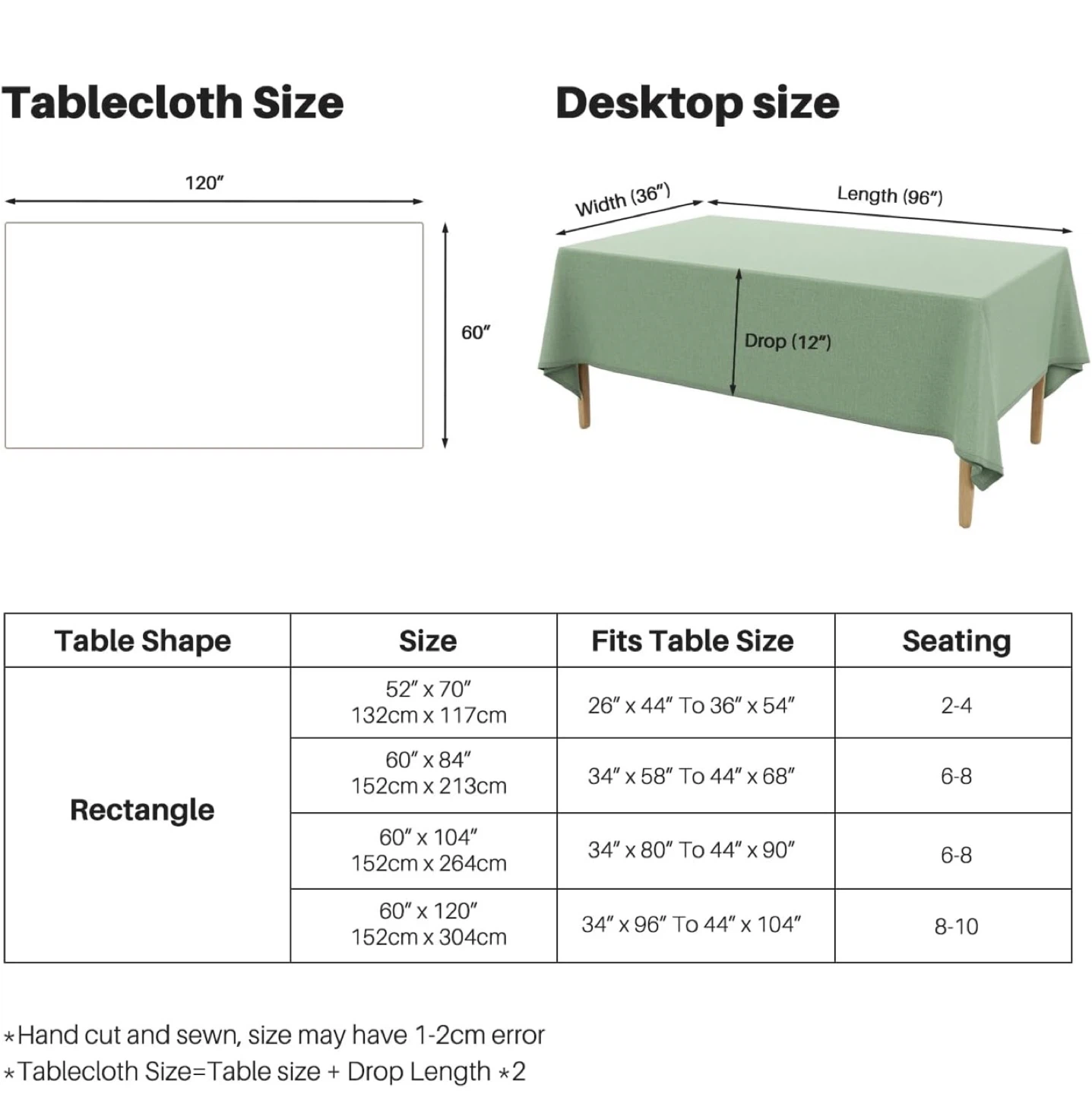 Sage Green Linen Blended Fabric Tablecloth 60" x 84" - photo 3