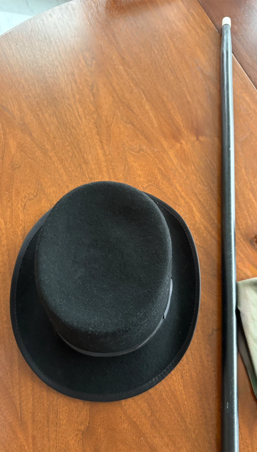 NEW Black Top Hat and Cane Set