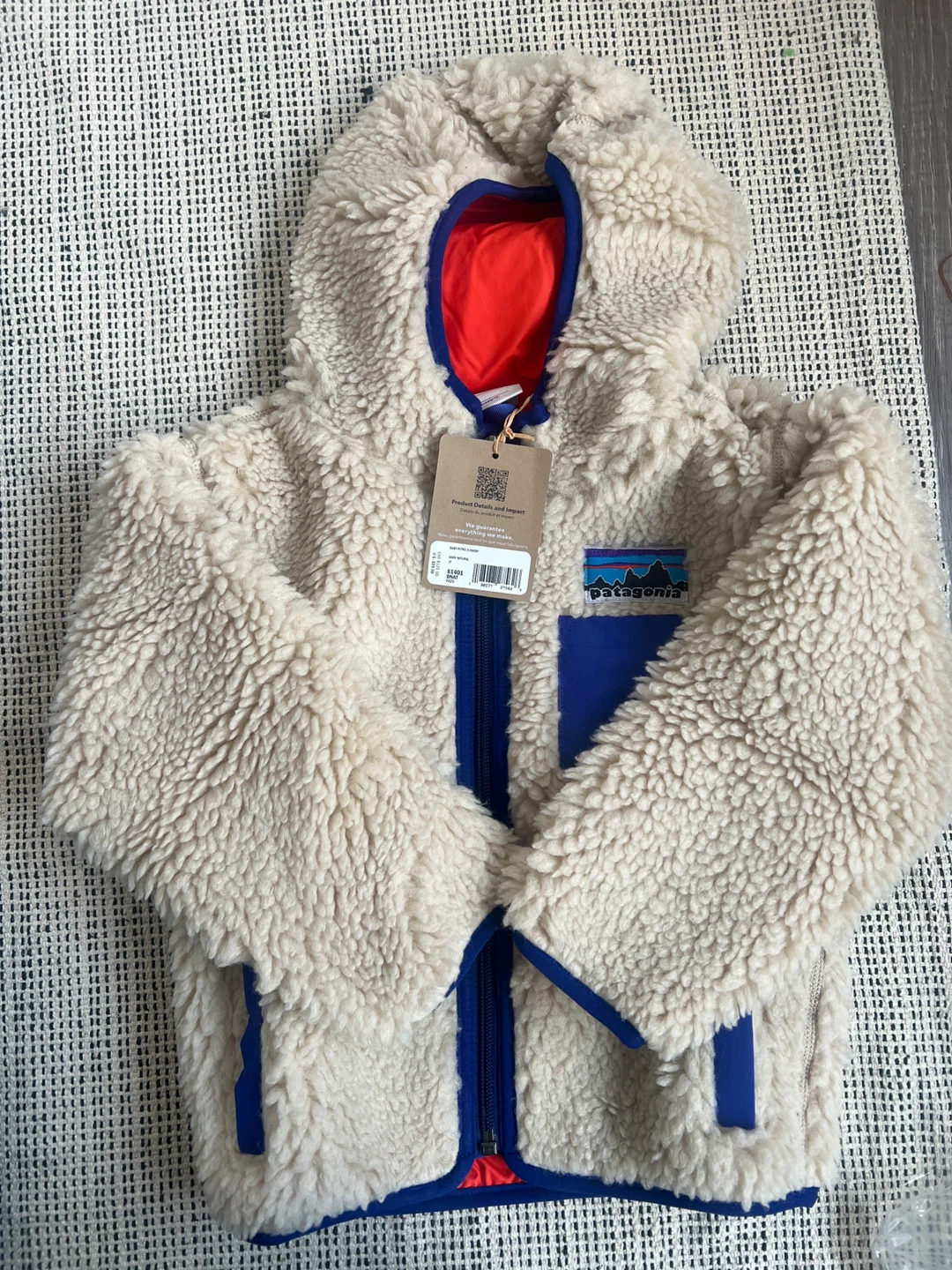 Patagonia Fleece Hoody - Cream/Blue - Size 3T