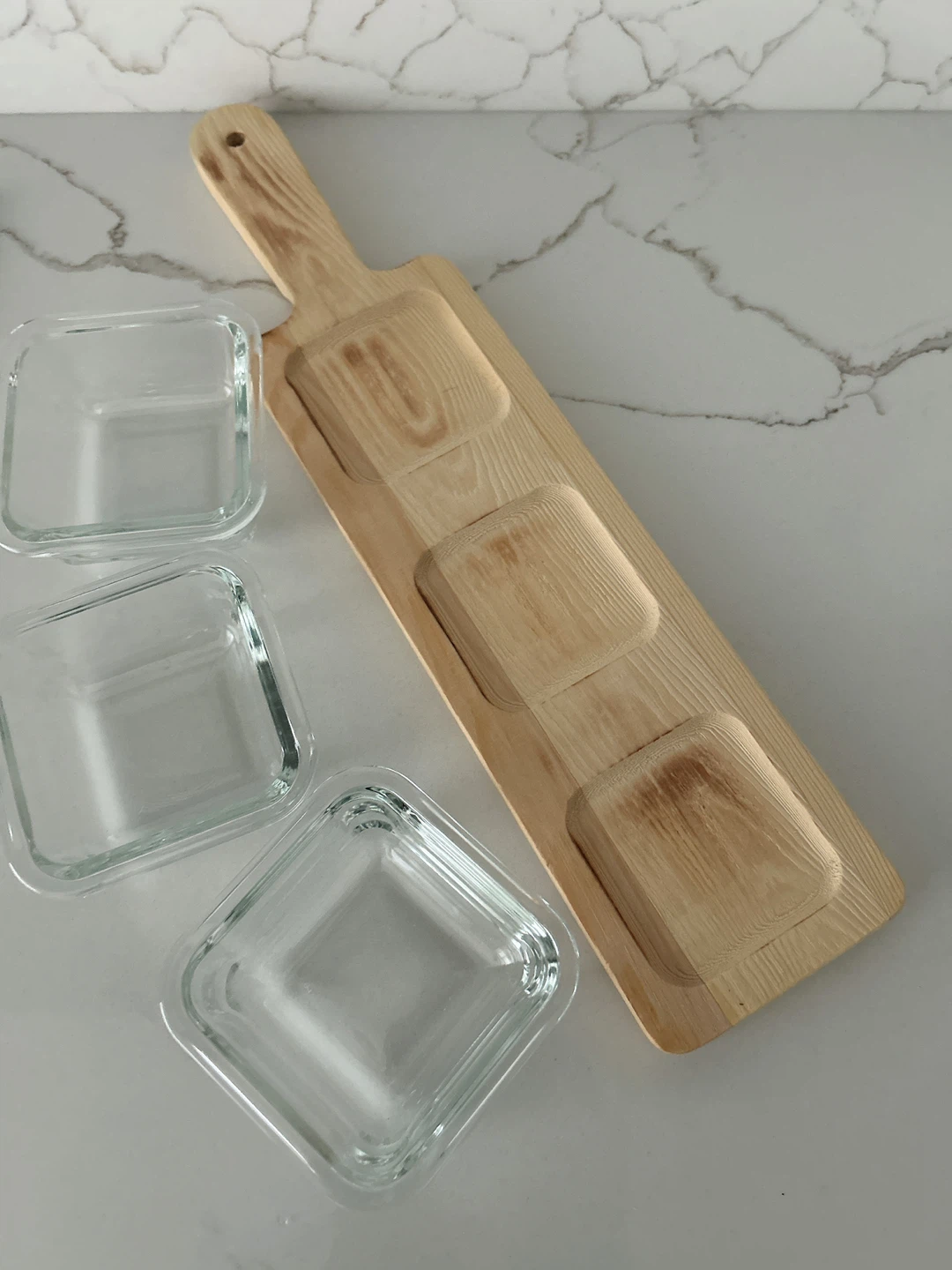 [NEW]Wooden Serving Board with 3 Glass Bowls 🏆 - photo 3