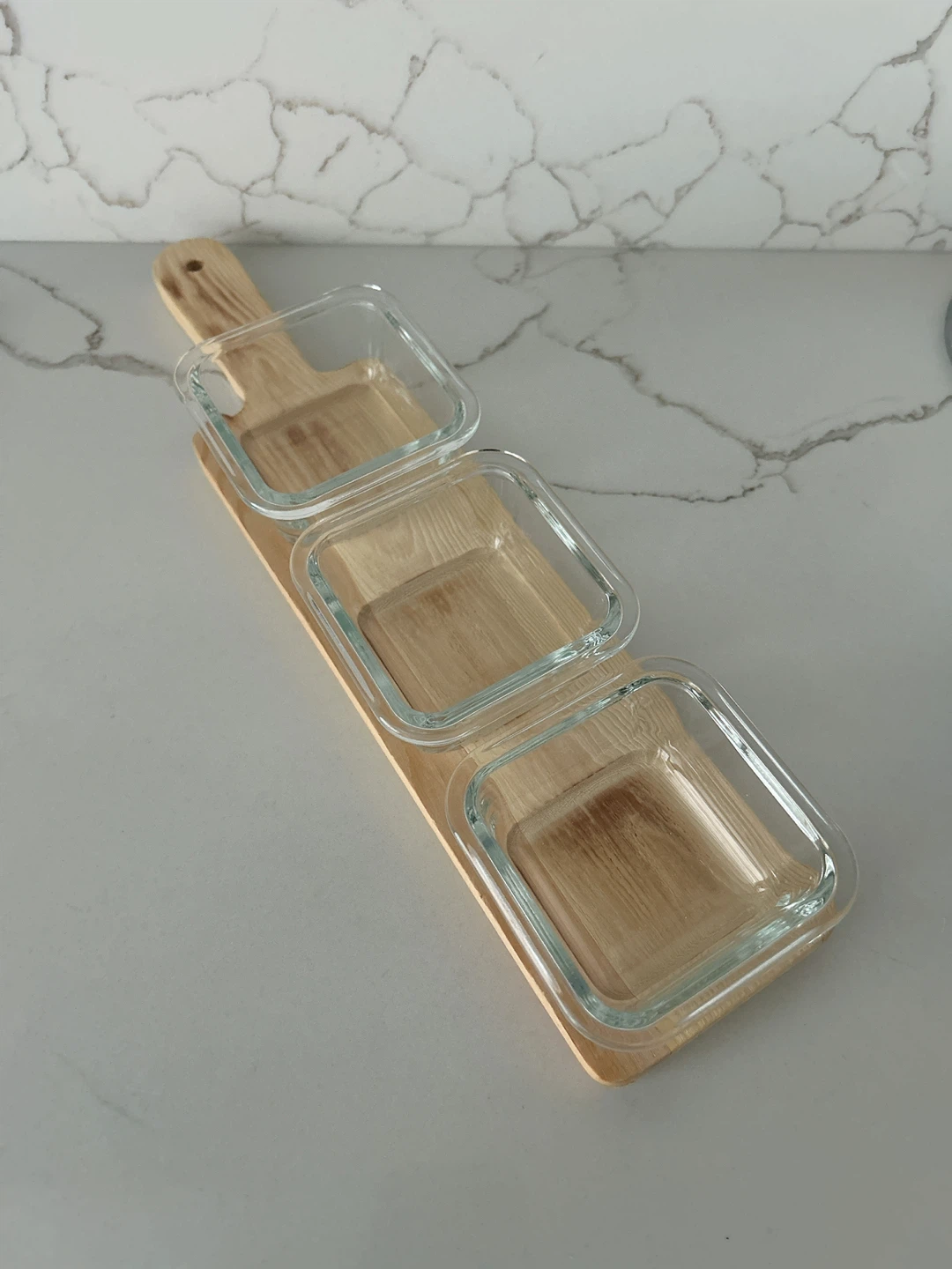 [NEW]Wooden Serving Board with 3 Glass Bowls 🏆