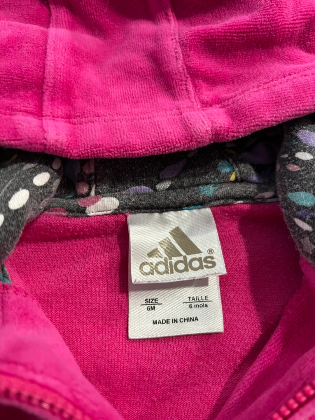 Adidas Pink Velour Zip-Up Hoodie Jacket 6M - photo 3