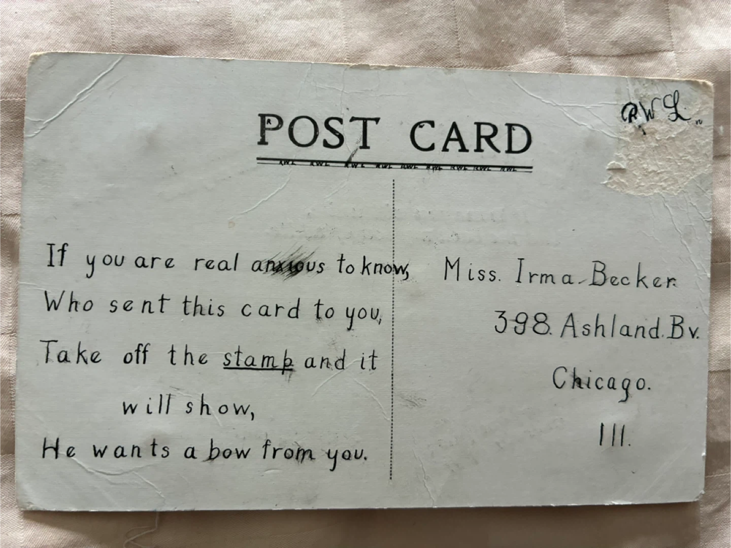 $10 Love postcard mystery antique vintage Valentine's Day card - photo 4