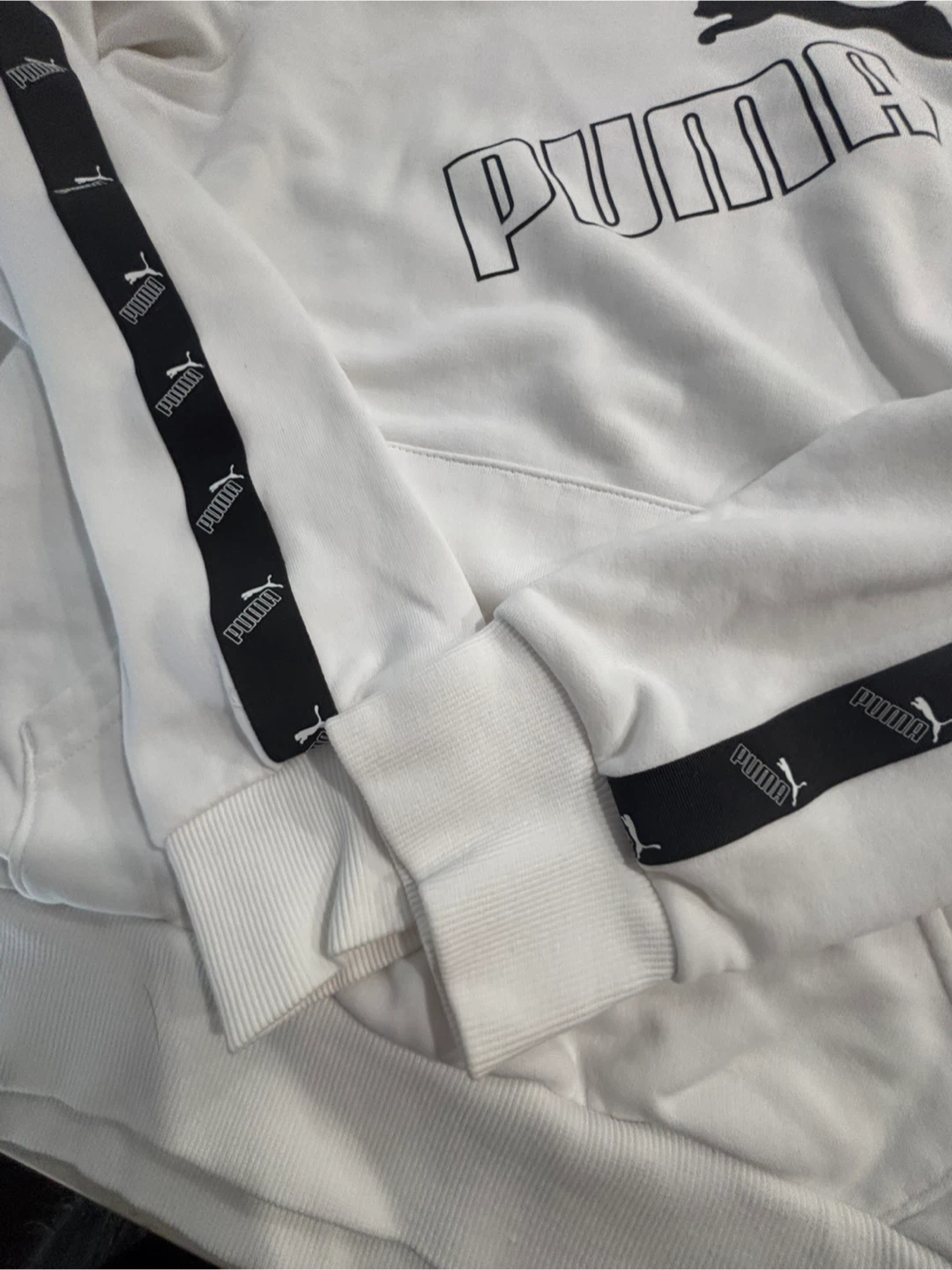 Kids Puma White Hoodie Size M (10/12) with Logo Tape - photo 3