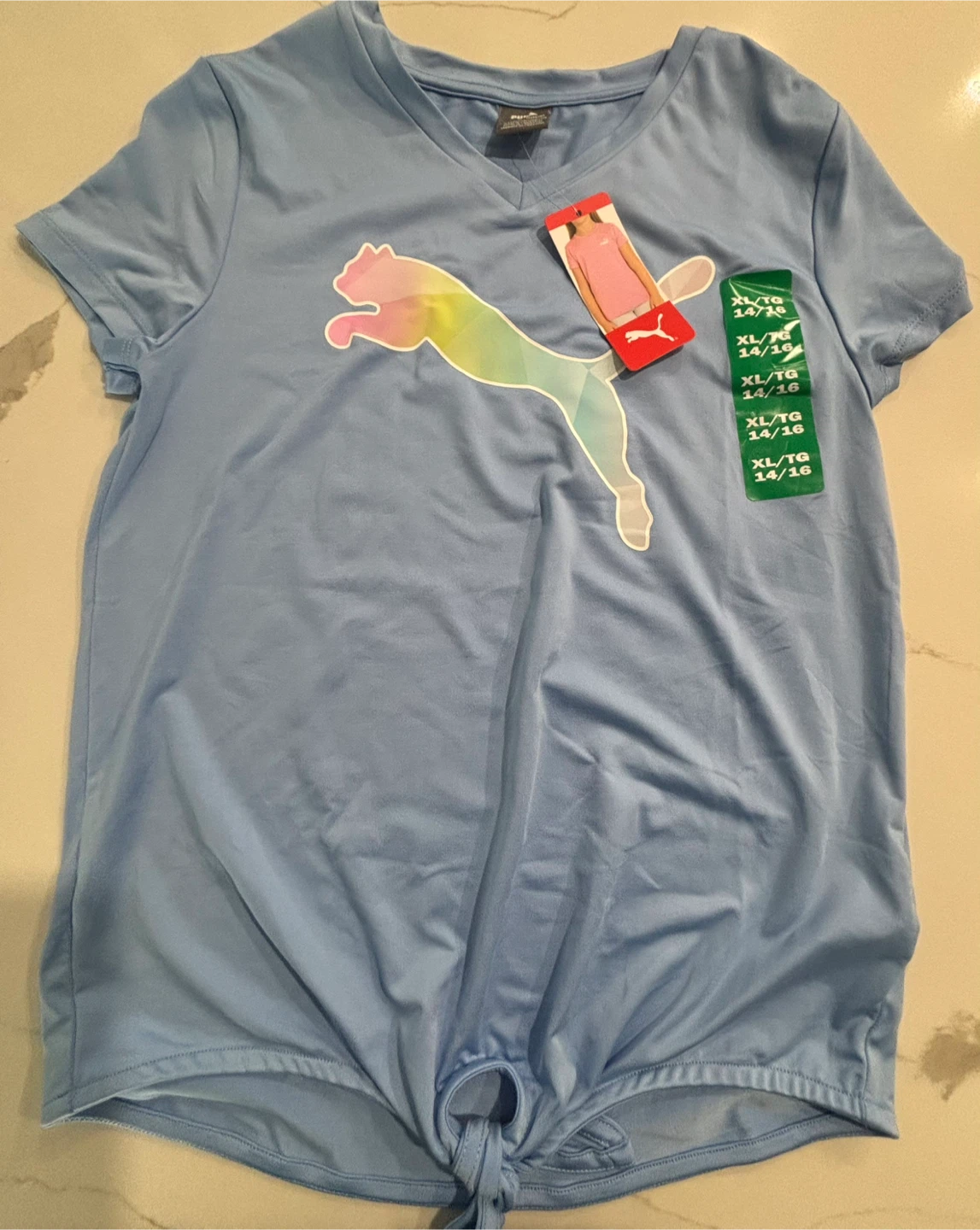 Puma Girls T-Shirt XL/TG (14/16) Light Blue