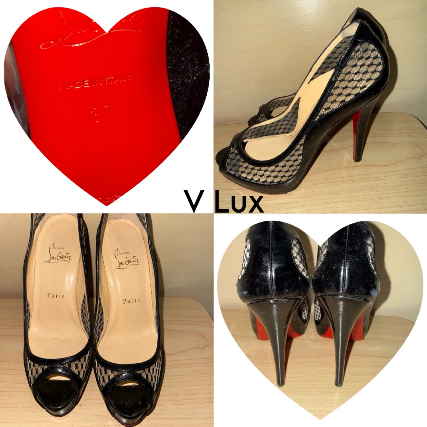 Christian Louboutin Peep Toe Heels - Black Lace - photo 2