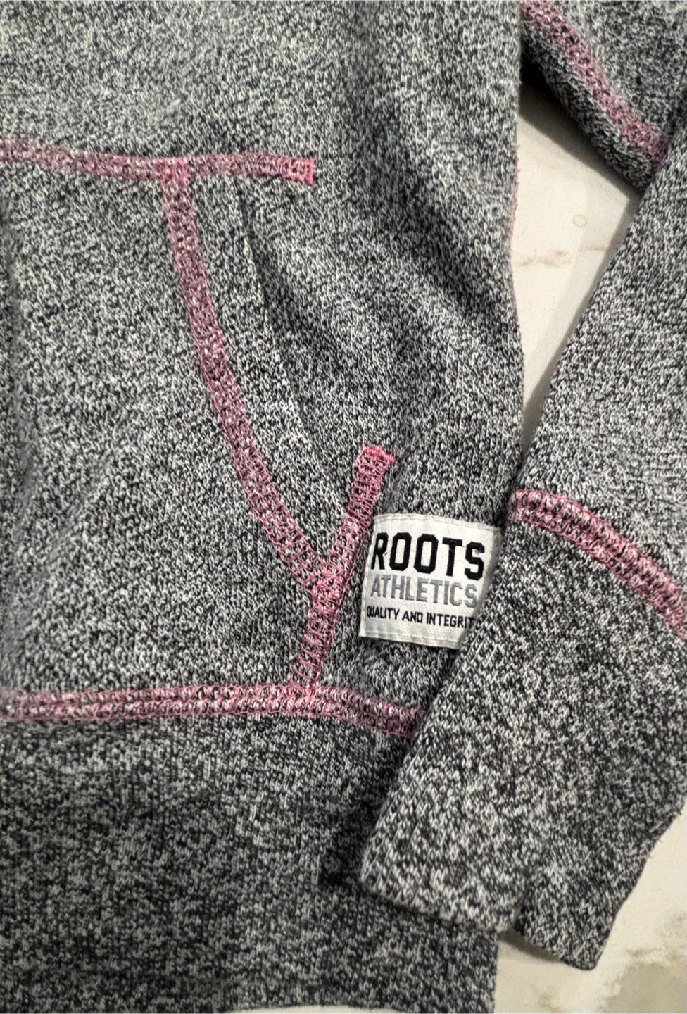 Roots Kids Grey Full Zip Hoodie with Pink Beaver Logo - photo 3
