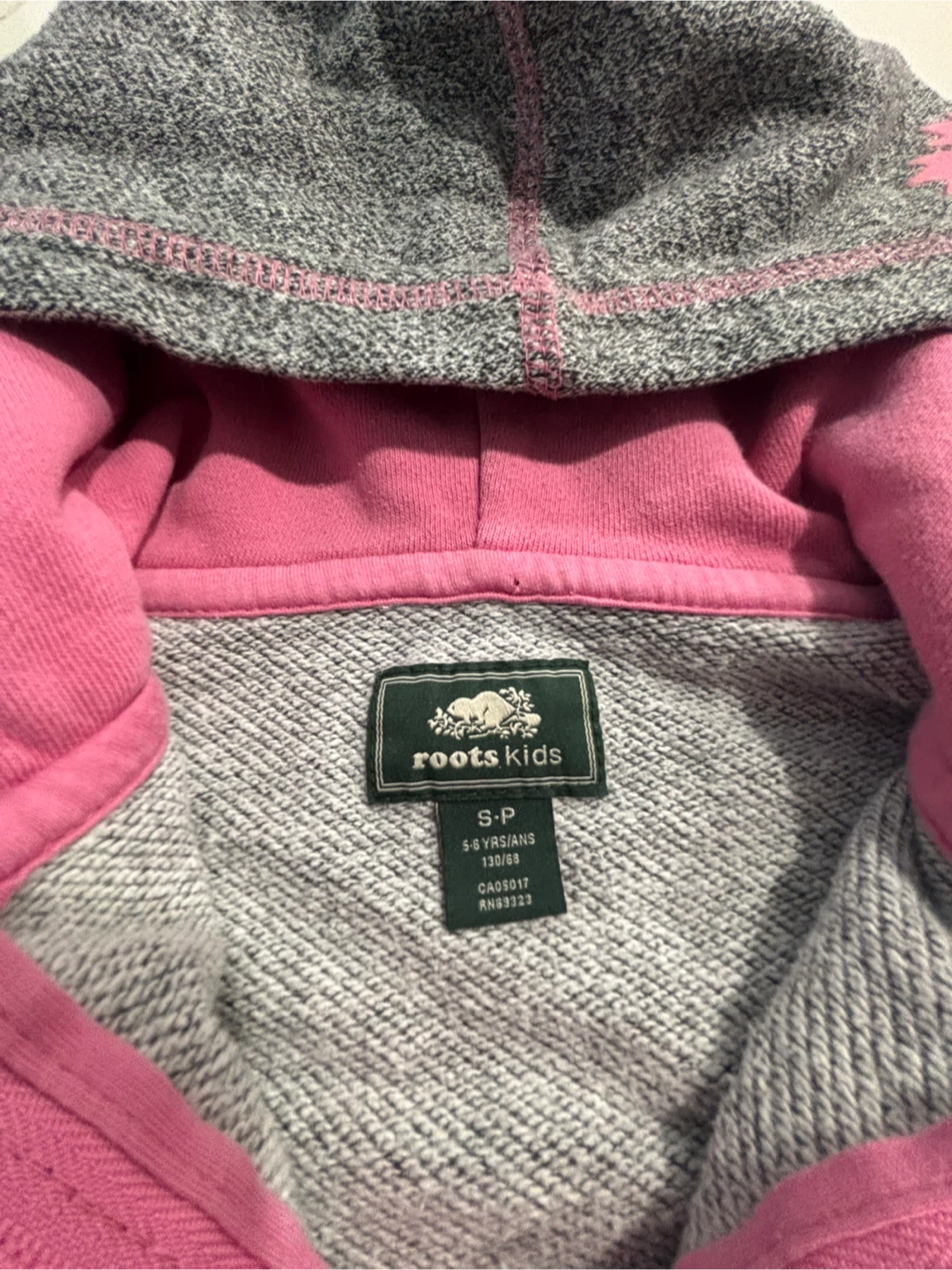 Roots Kids Grey Full Zip Hoodie with Pink Beaver Logo - photo 4
