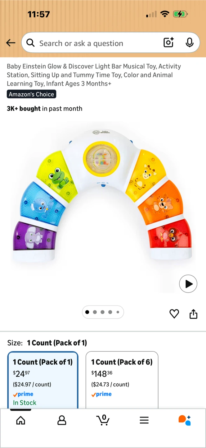Baby Einstein Glow & Discover Light Bar Musical Toy