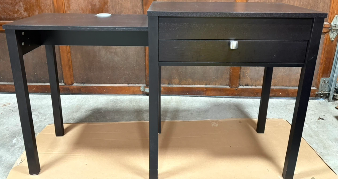FCFS Black Two-Tiered Side Table with Drawer - photo 3