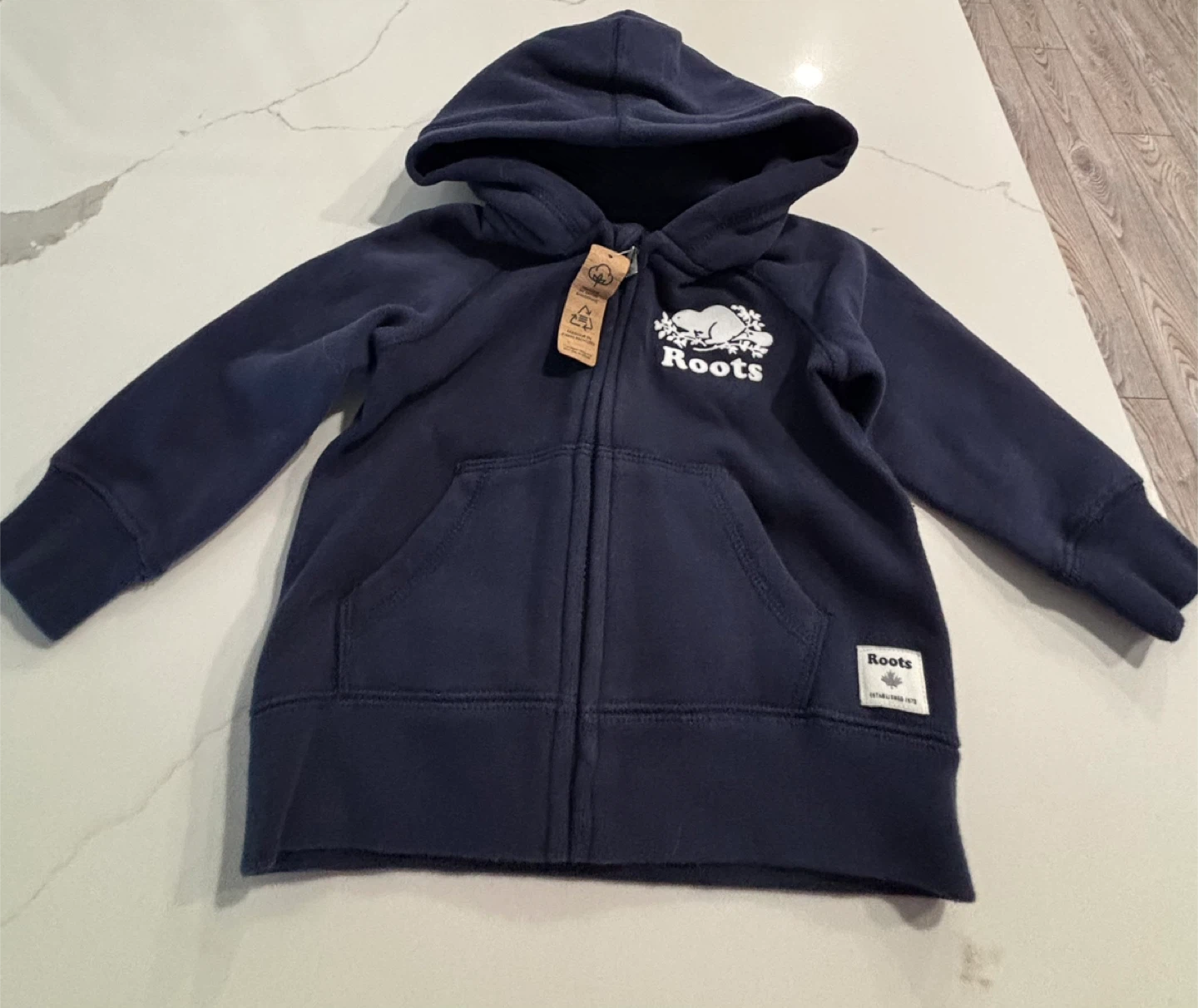 NEW Roots Baby Hoodie - Navy Blue - Size M/M (6-12M)