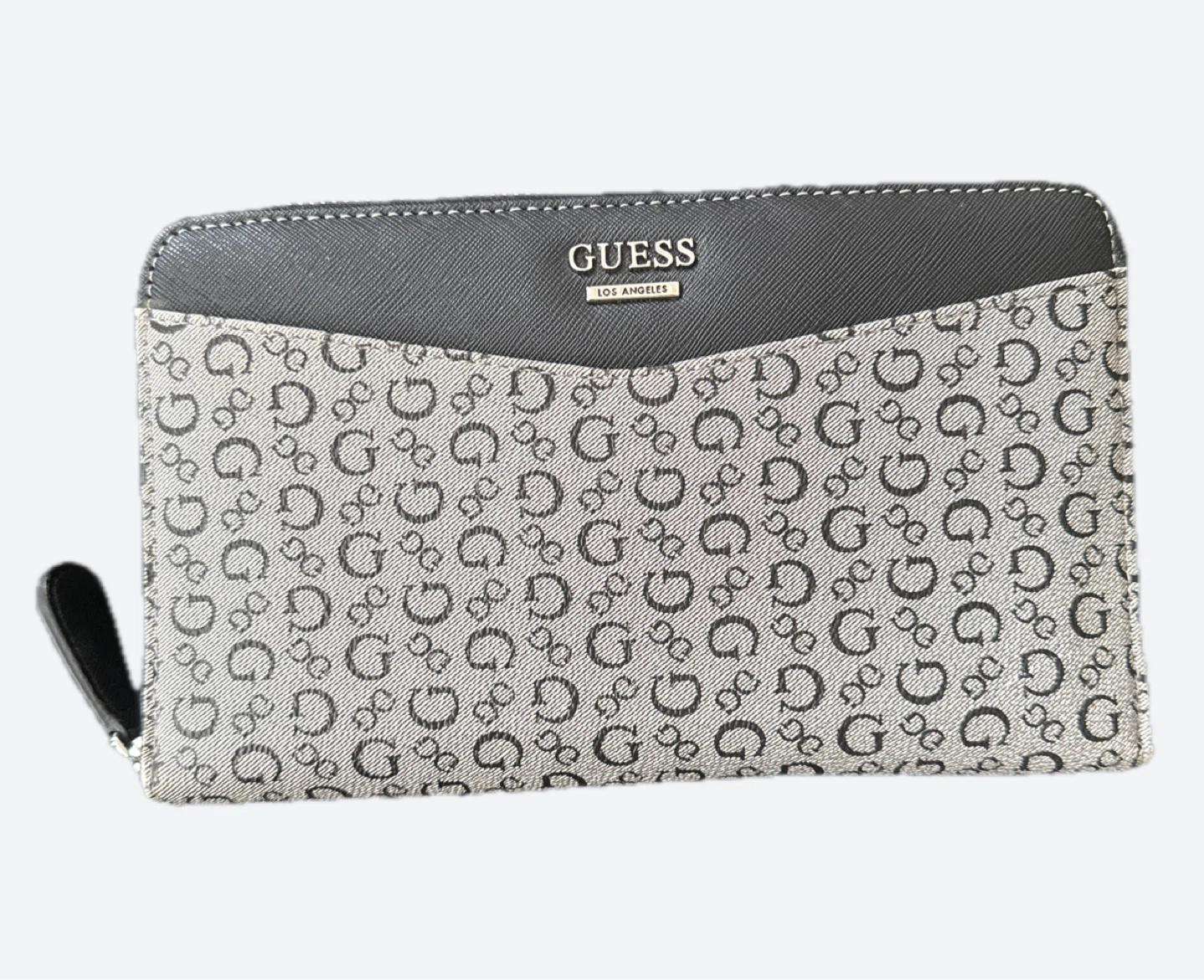 USED- GUESS Logo Print Zip Around Wallet.