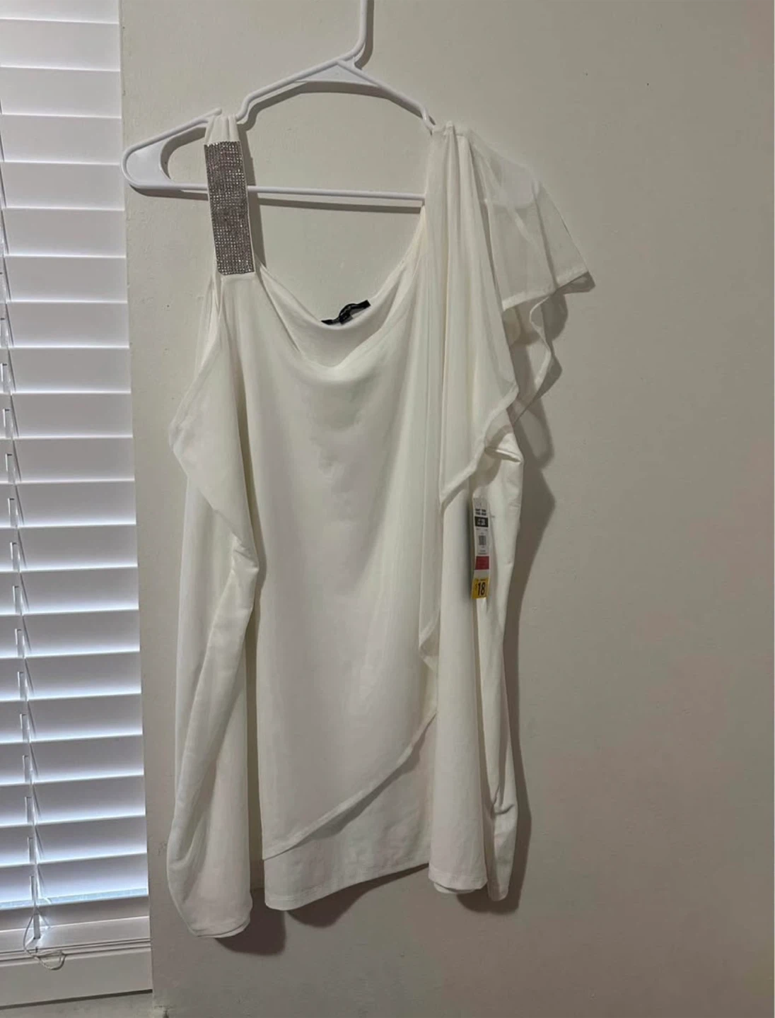 White One Shoulder Beaded Detail Top