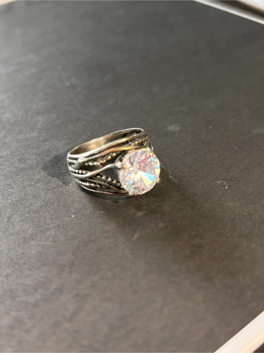 Sparkly Statement Ring with Large Clear Stone - photo 5