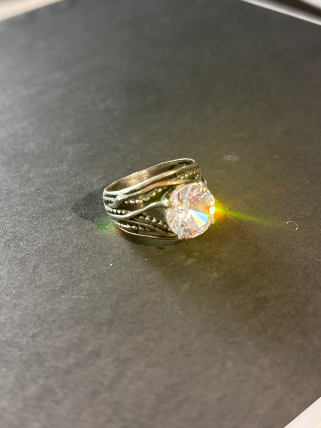 Sparkly Statement Ring with Large Clear Stone - photo 4