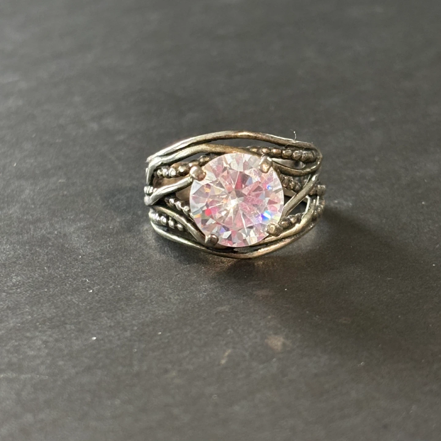Sparkly Statement Ring with Large Clear Stone - photo 3