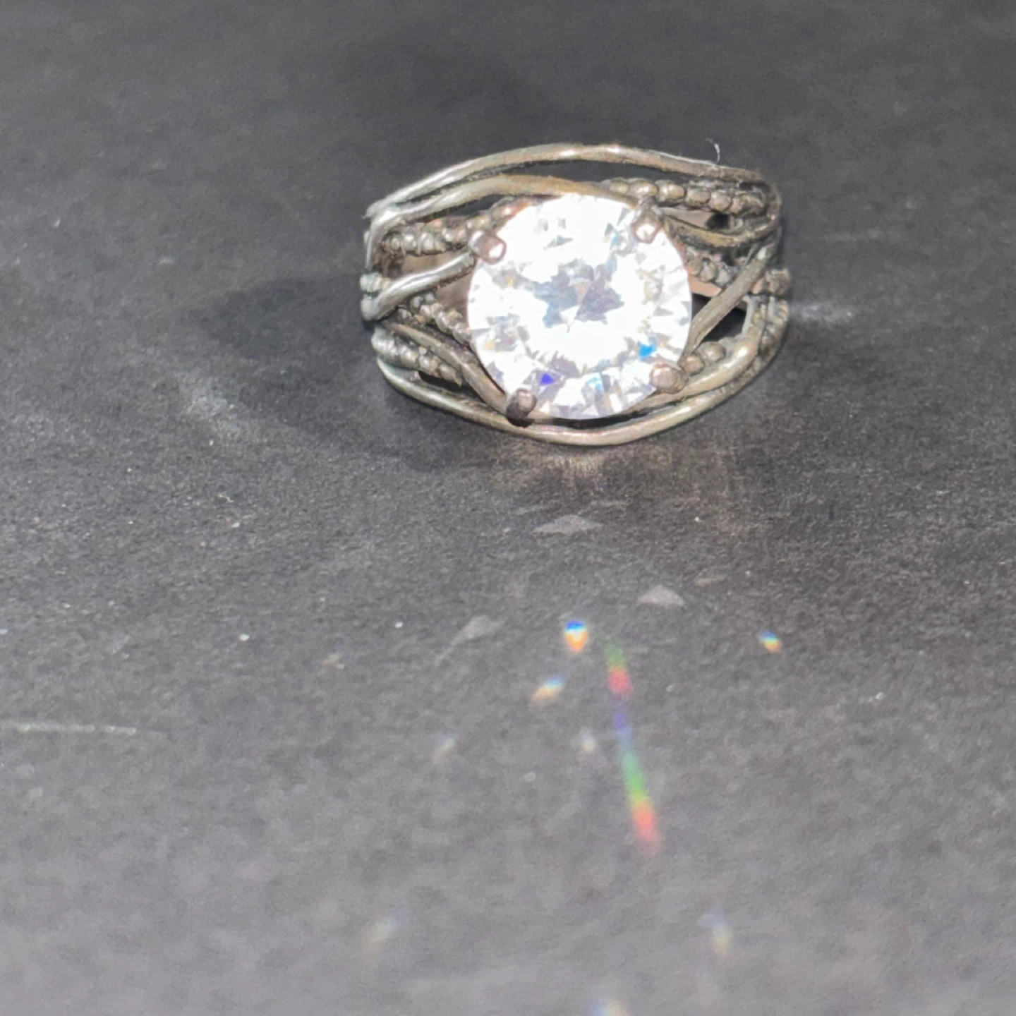 Sparkly Statement Ring with Large Clear Stone - photo 2