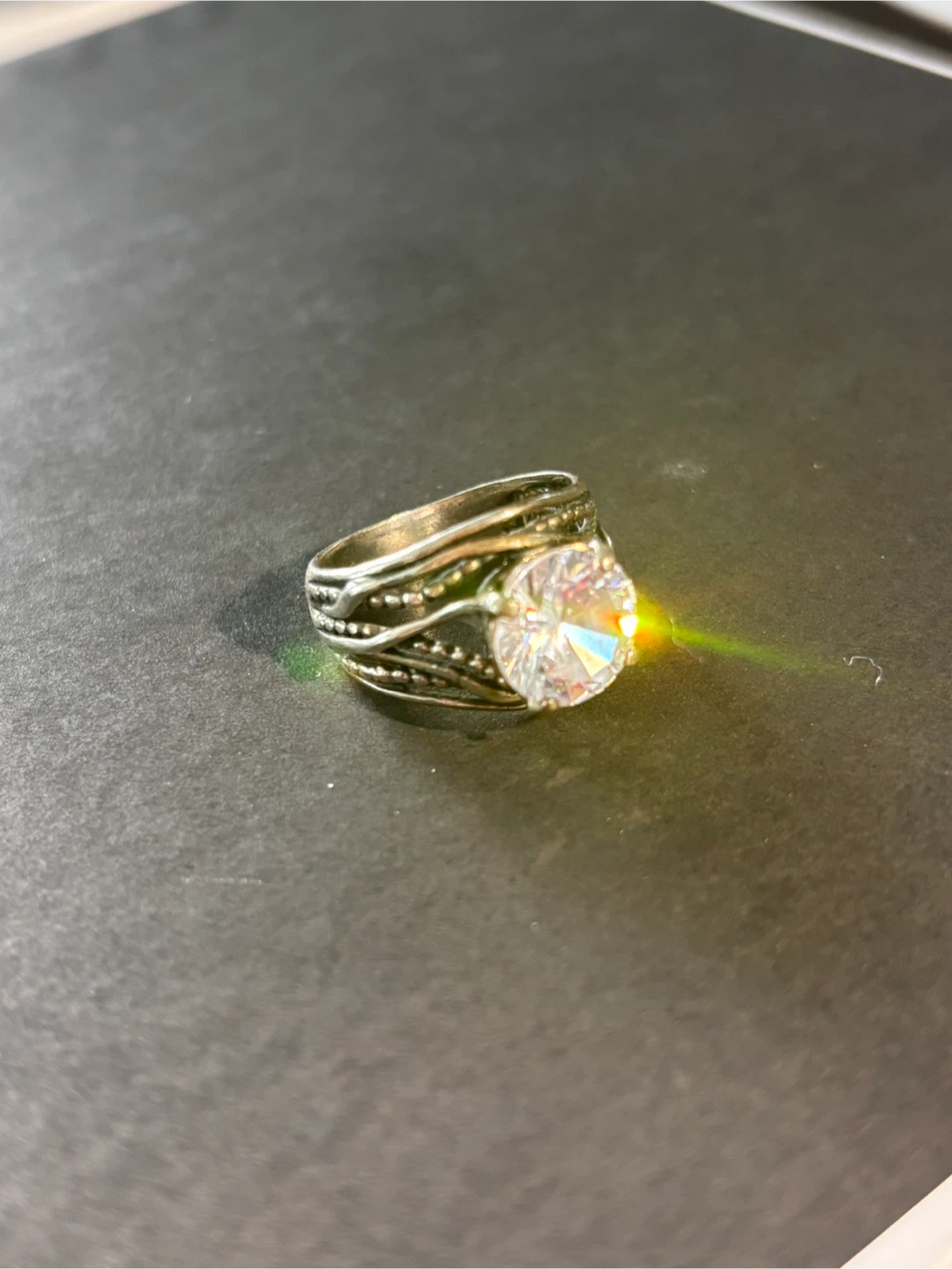 Sparkly Statement Ring with Large Clear Stone