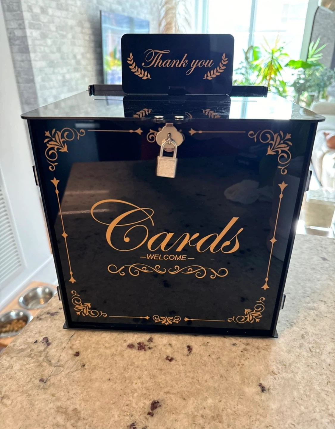 Black Acrylic Wedding Card Box with Lock