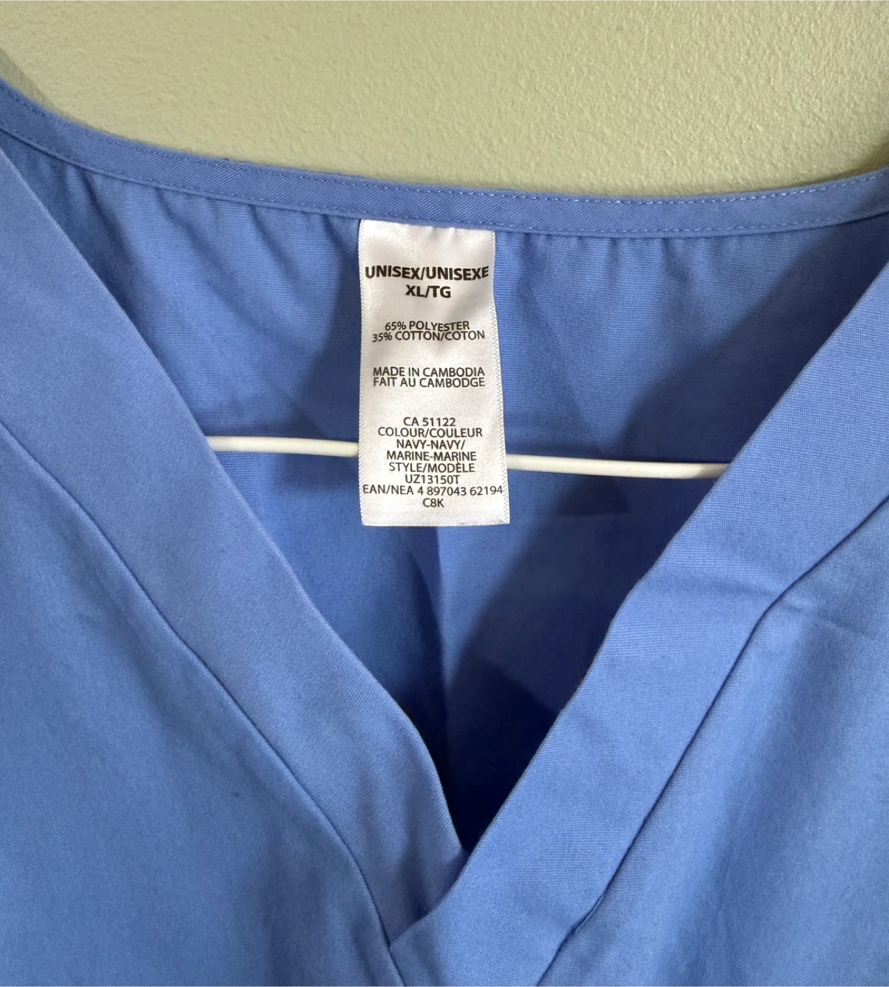 Unisex XL/TG Blue Scrub Top