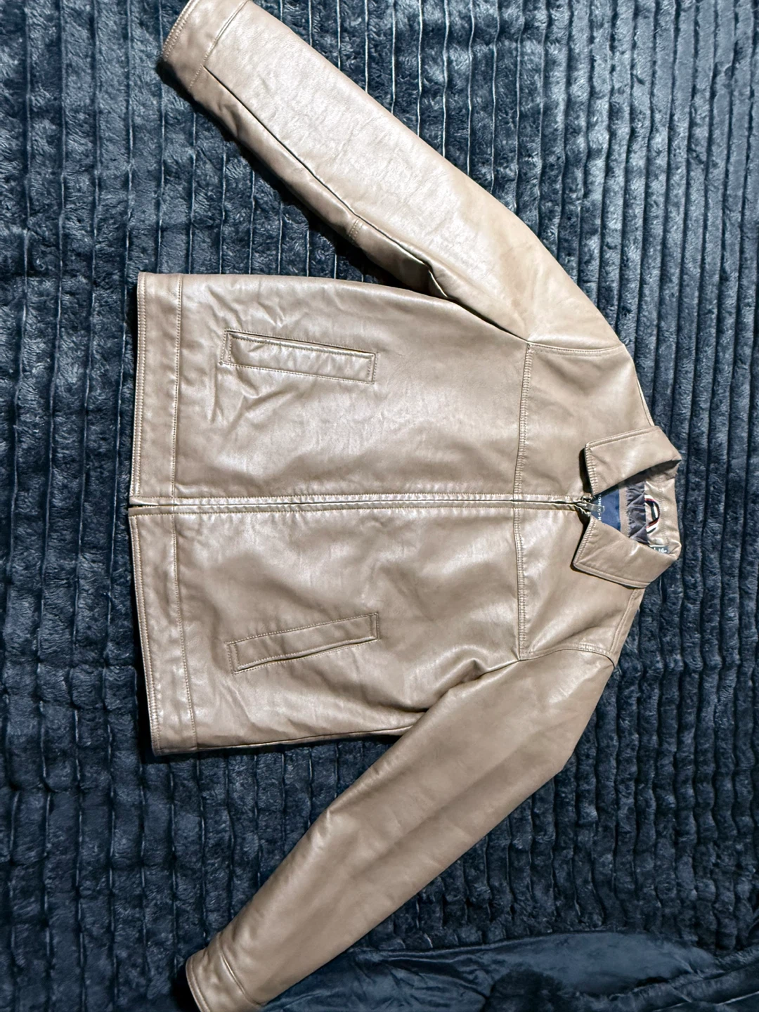 Tommy Hilfiger Men's Brown Faux Leather Jacket - Size L