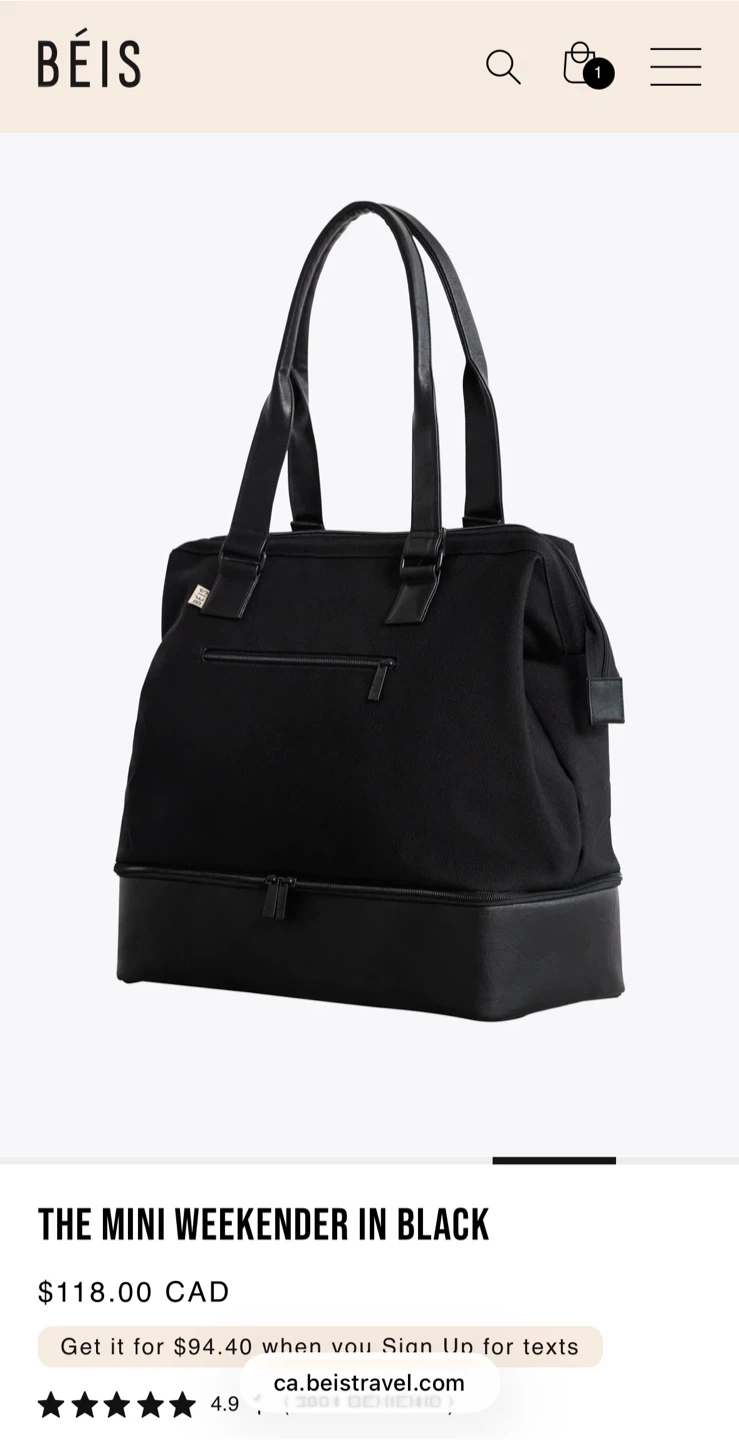BEIS  | Mini Weekender in Black | $85 - photo 4