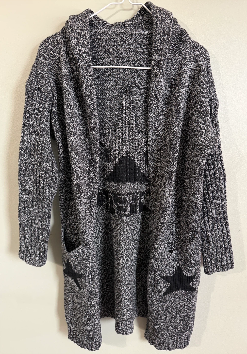 Women's Knit Cardigan with Star and Peace Design - photo 2