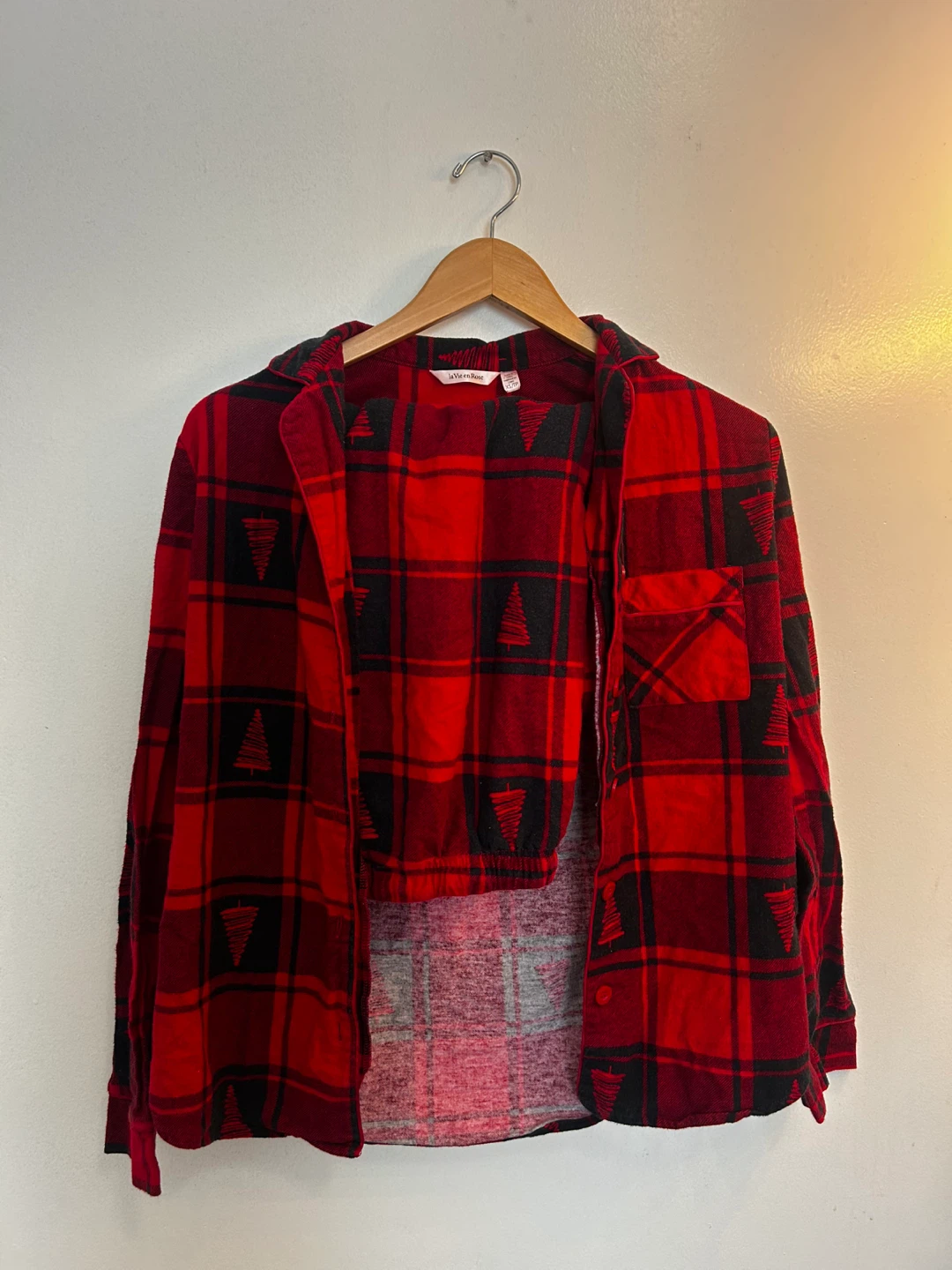 La Vie en Rose Red Plaid Christmas Tree Pajama Top