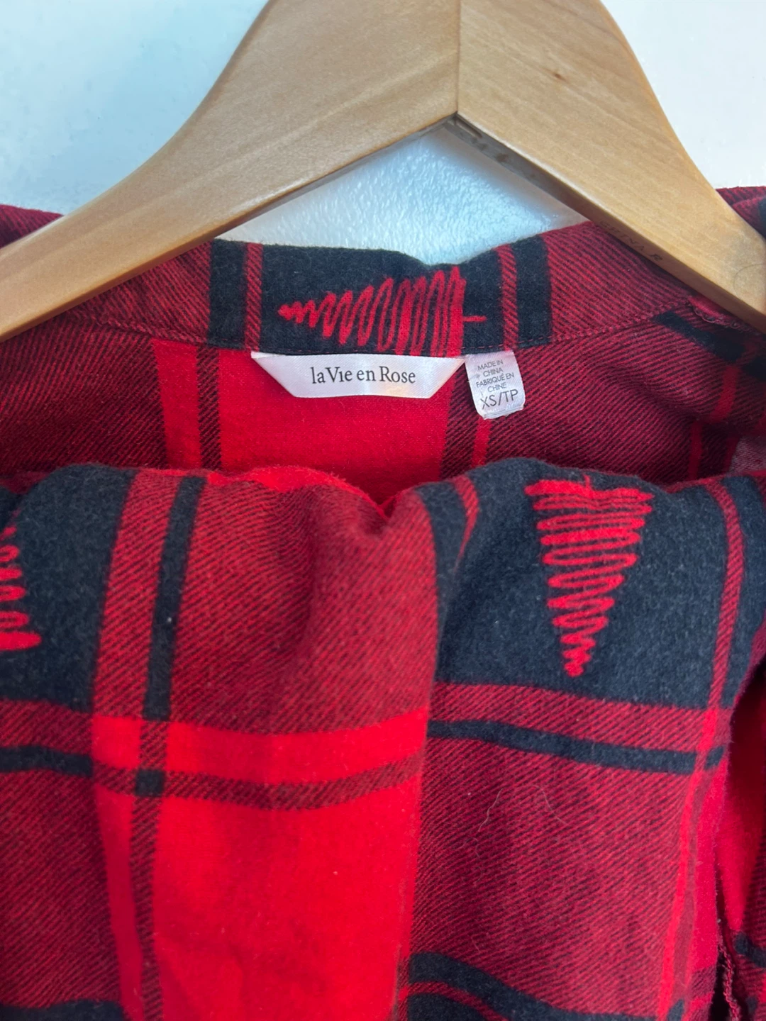 La Vie en Rose Red Plaid Christmas Tree Pajama Top - photo 2