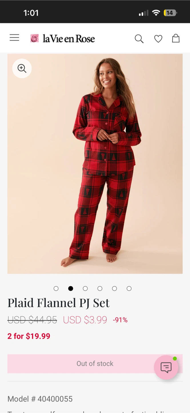 La Vie en Rose Red Plaid Christmas Tree Pajama Top - photo 4