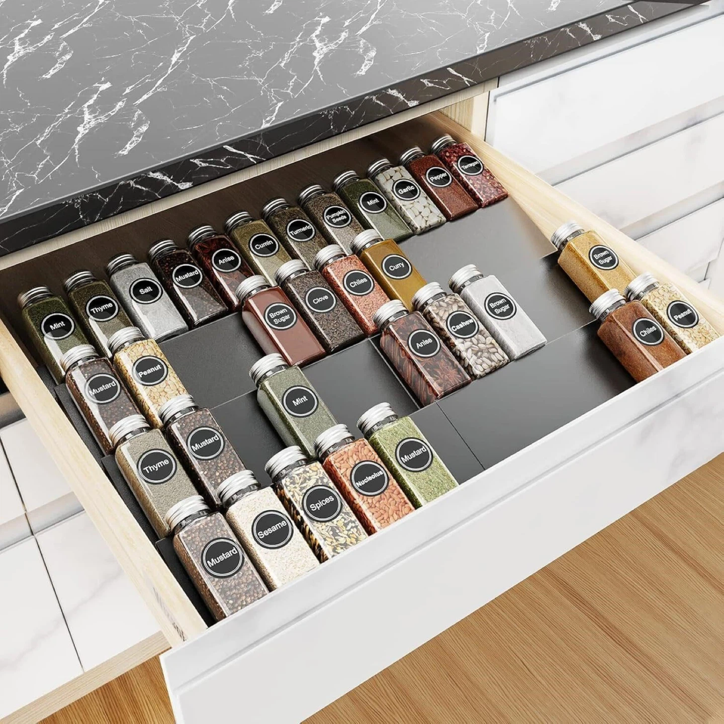 Brand new Spice Jar Set + Drawer Organizer (Complete Bundle)