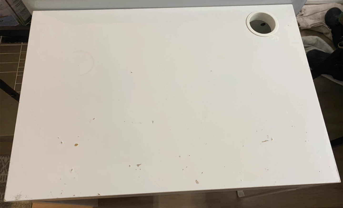 White Desk with Drawer and Cable Hole - photo 2