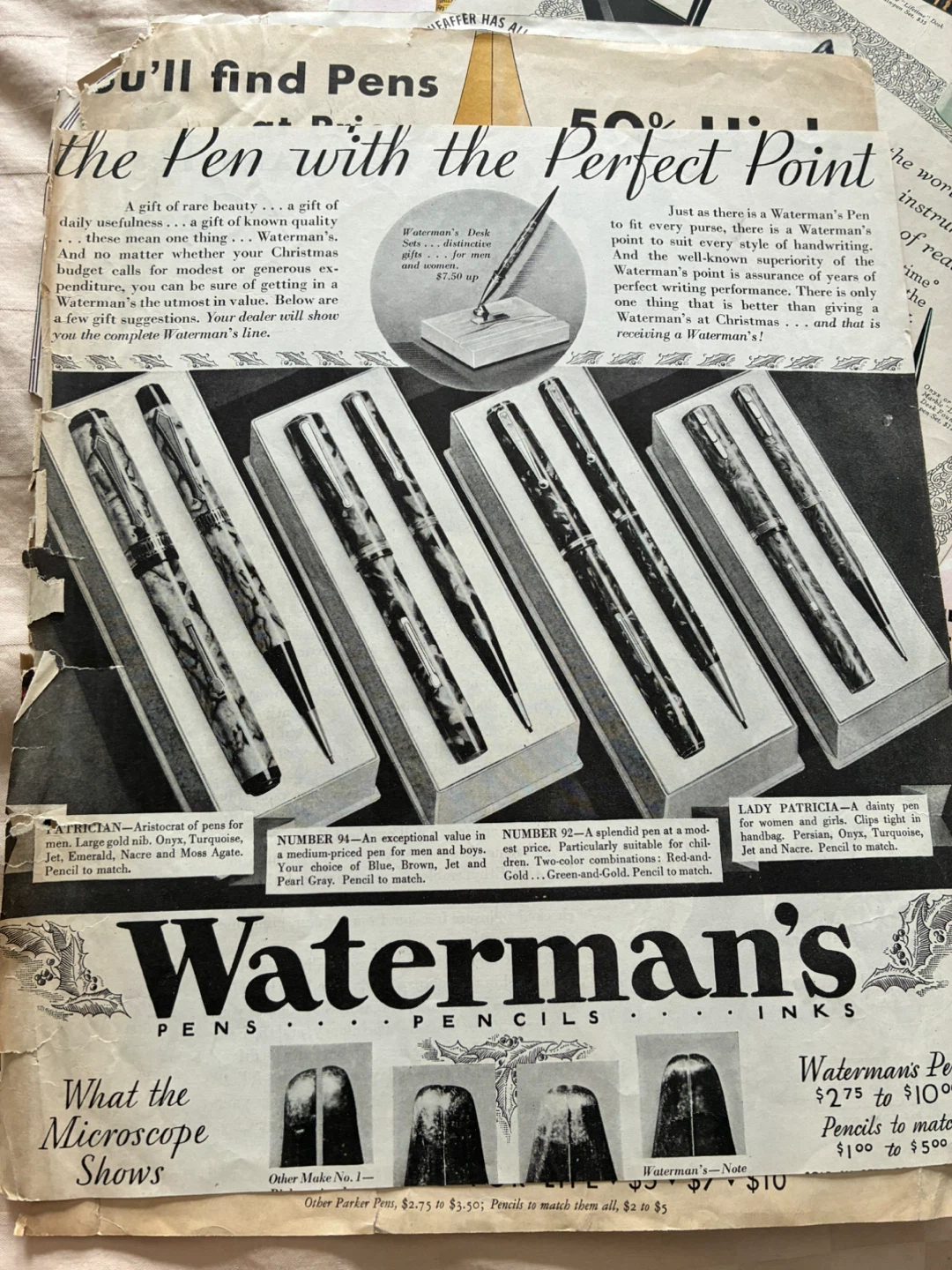 Vintage ad fountain pen waterman's  sheaffer Parker art deco - photo 4