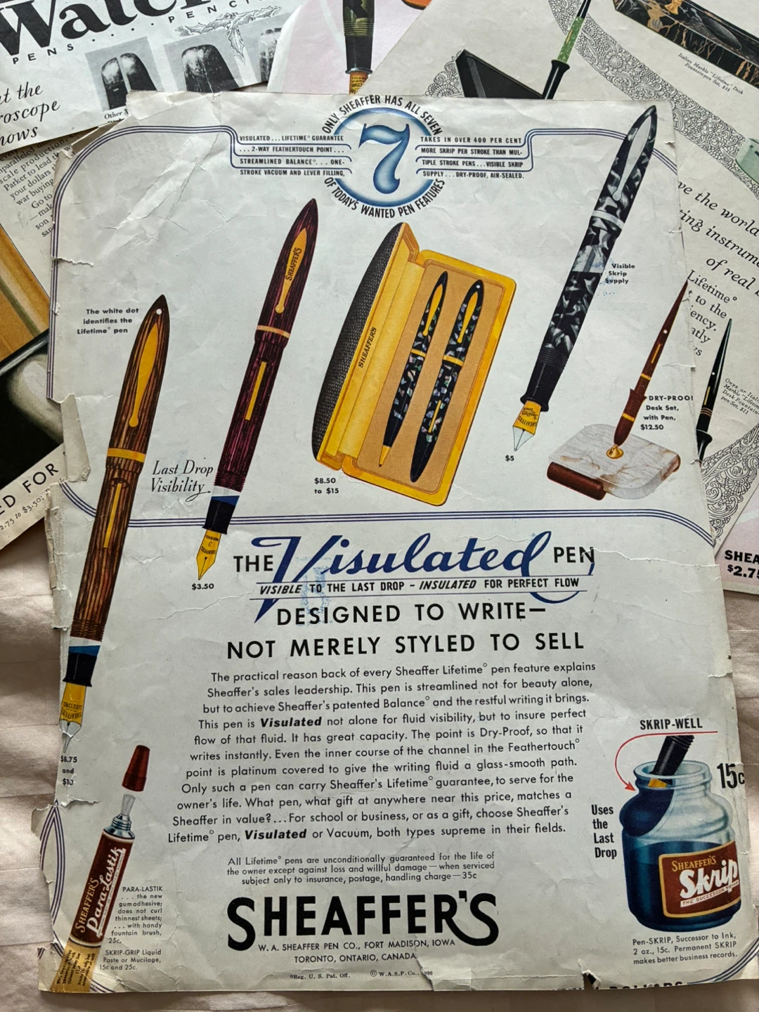 Vintage ad fountain pen waterman's  sheaffer Parker art deco - photo 3