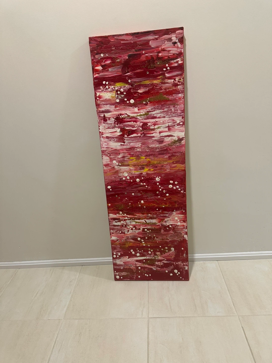 Abstract Wall Art Painting - Red, White & Gold - photo 2