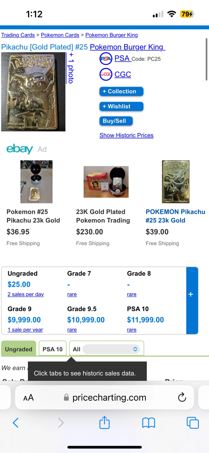 Burger King 1999 Pokemon Pikachu 24k gold plated bar - photo 3