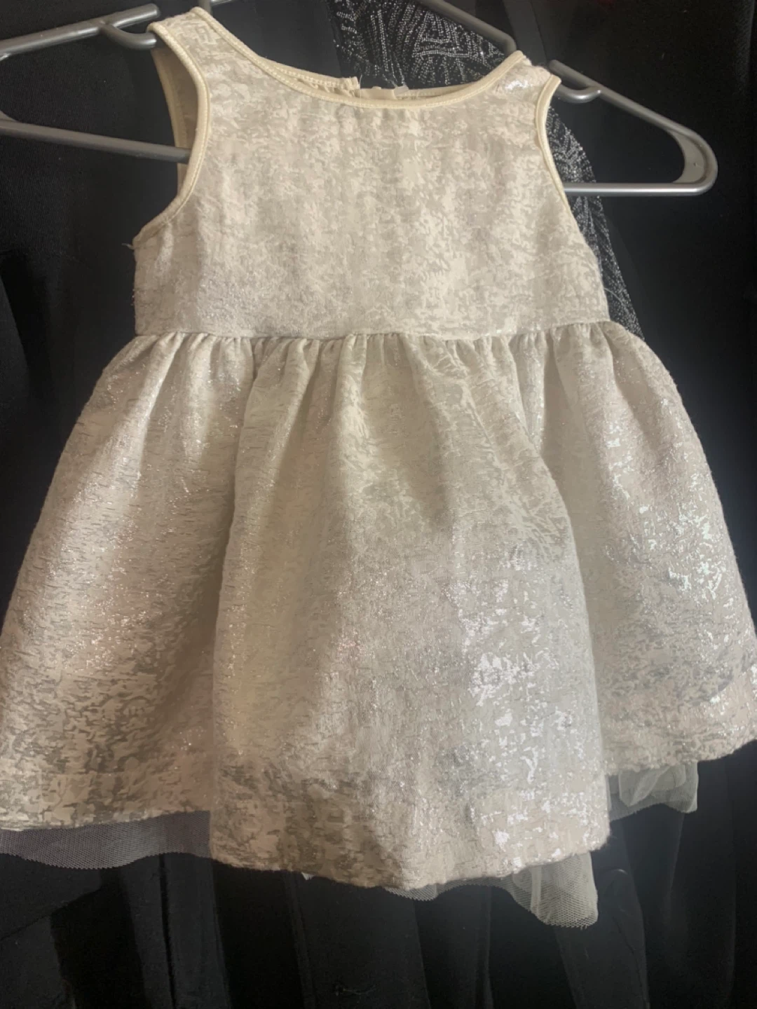 White Brocade Dress 12-18 months