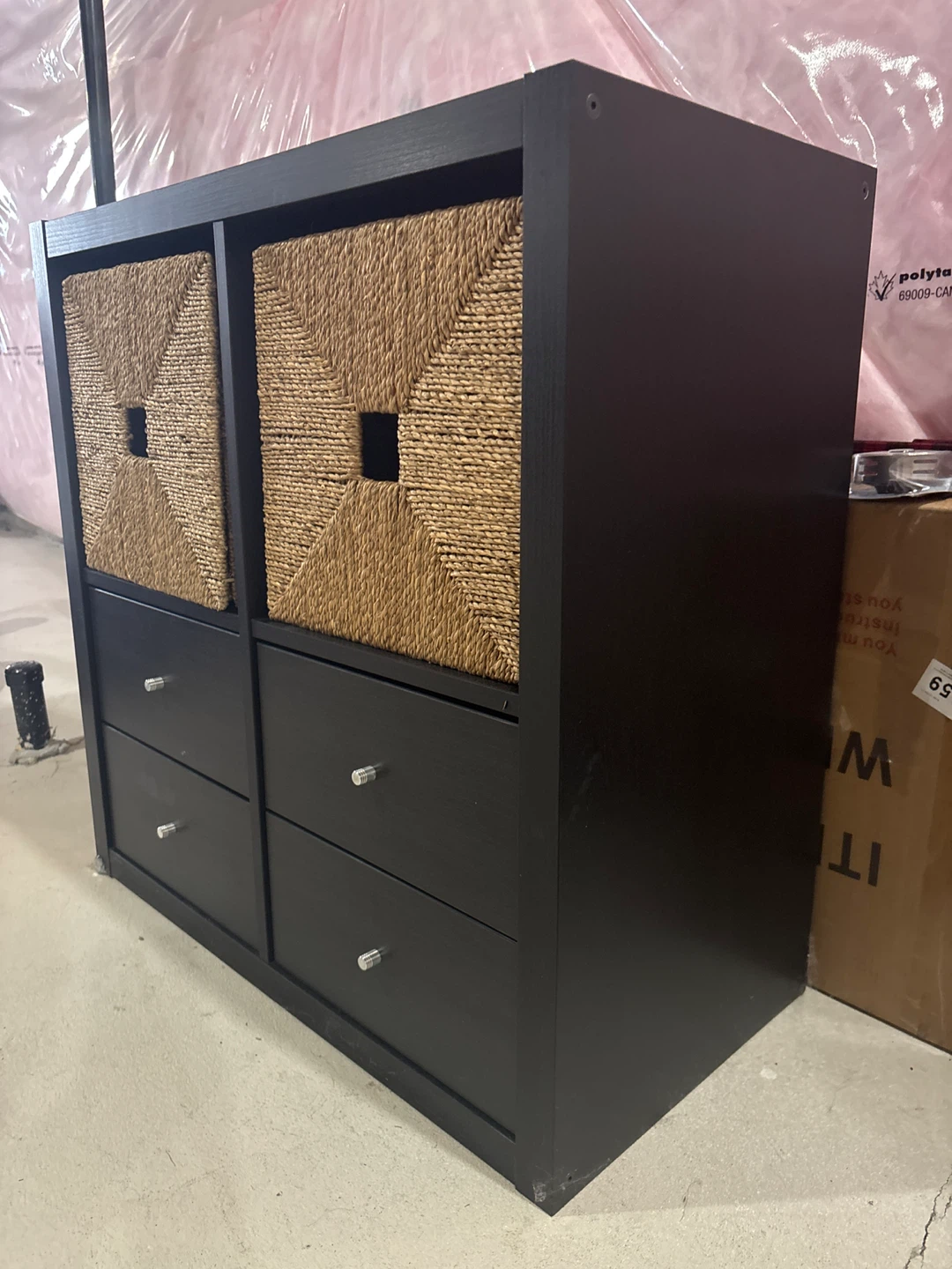 Ikea Brown-Black Cube Storage Unit with Baskets and Drawers - photo 2