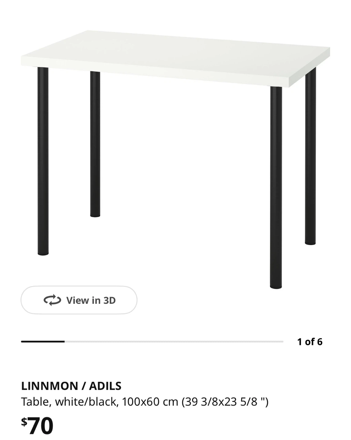 IKEA LINNMON / ADILS Table White/Black 100x60 cm