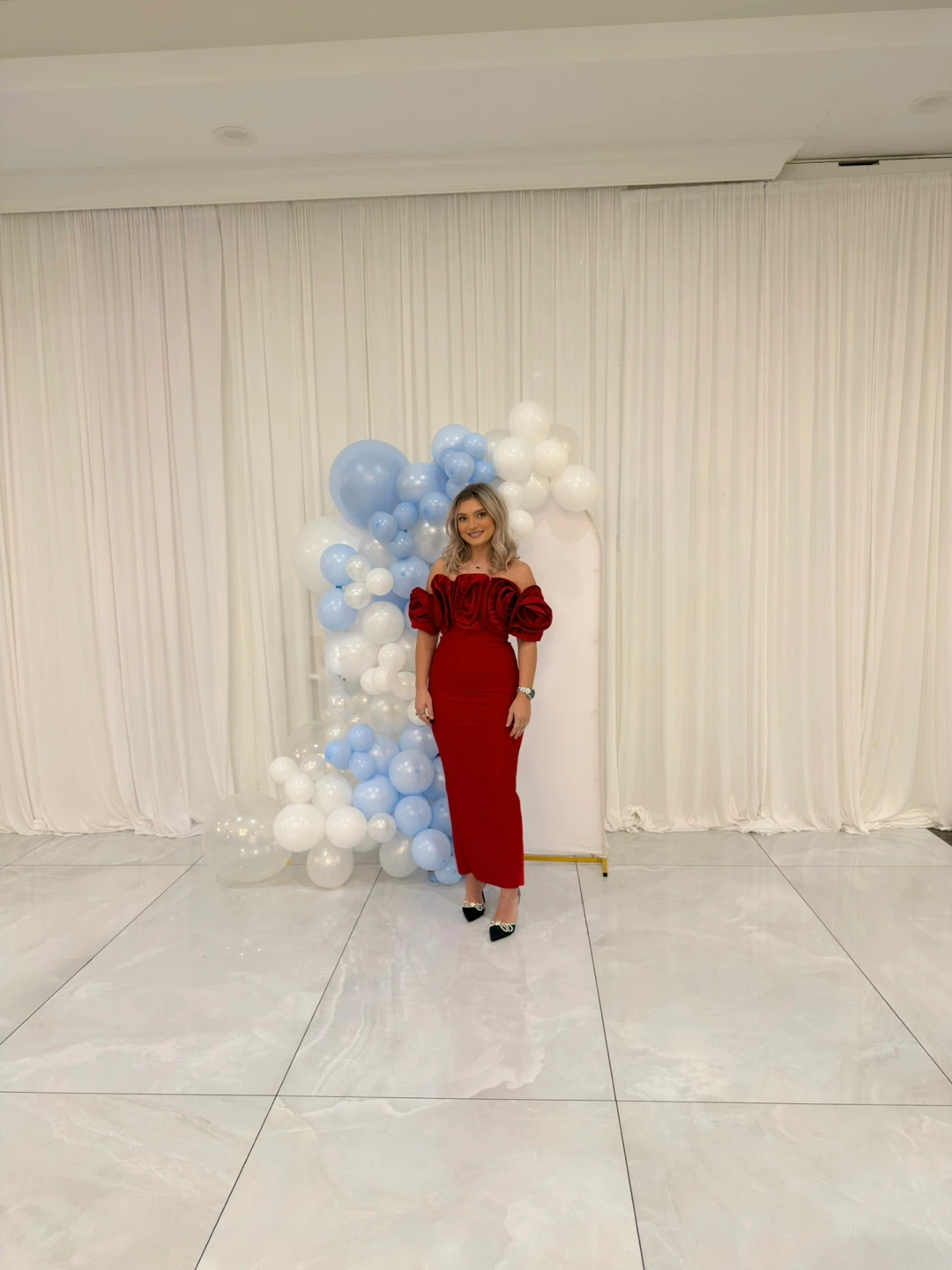 Women's Red Off-the-Shoulder Gown
